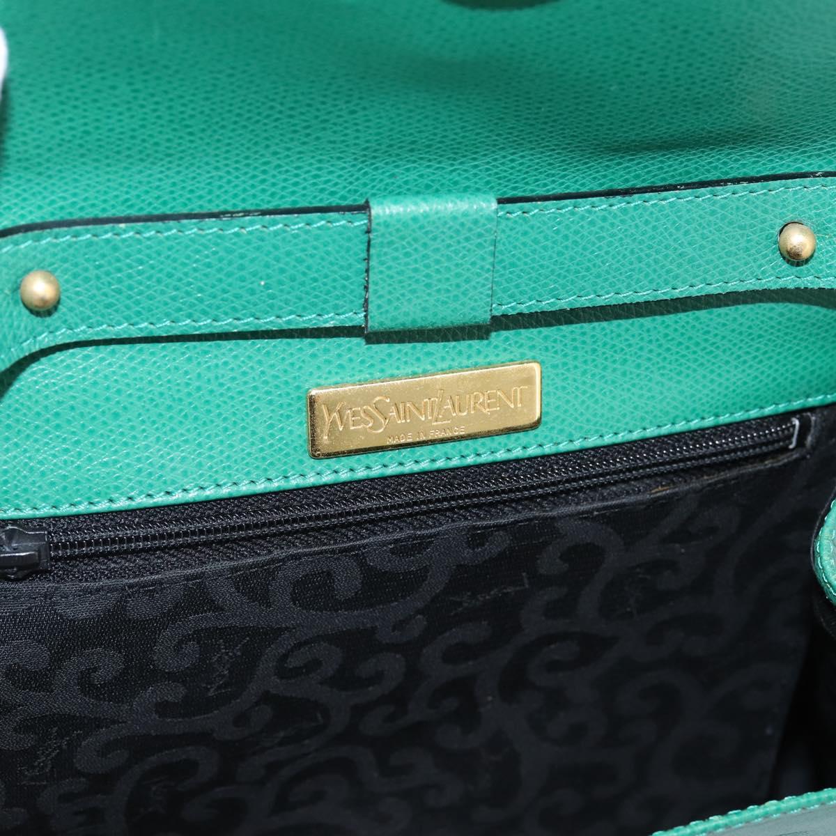SAINT LAURENT Shoulder Bag Leather Green Gold Tone Auth 202964
