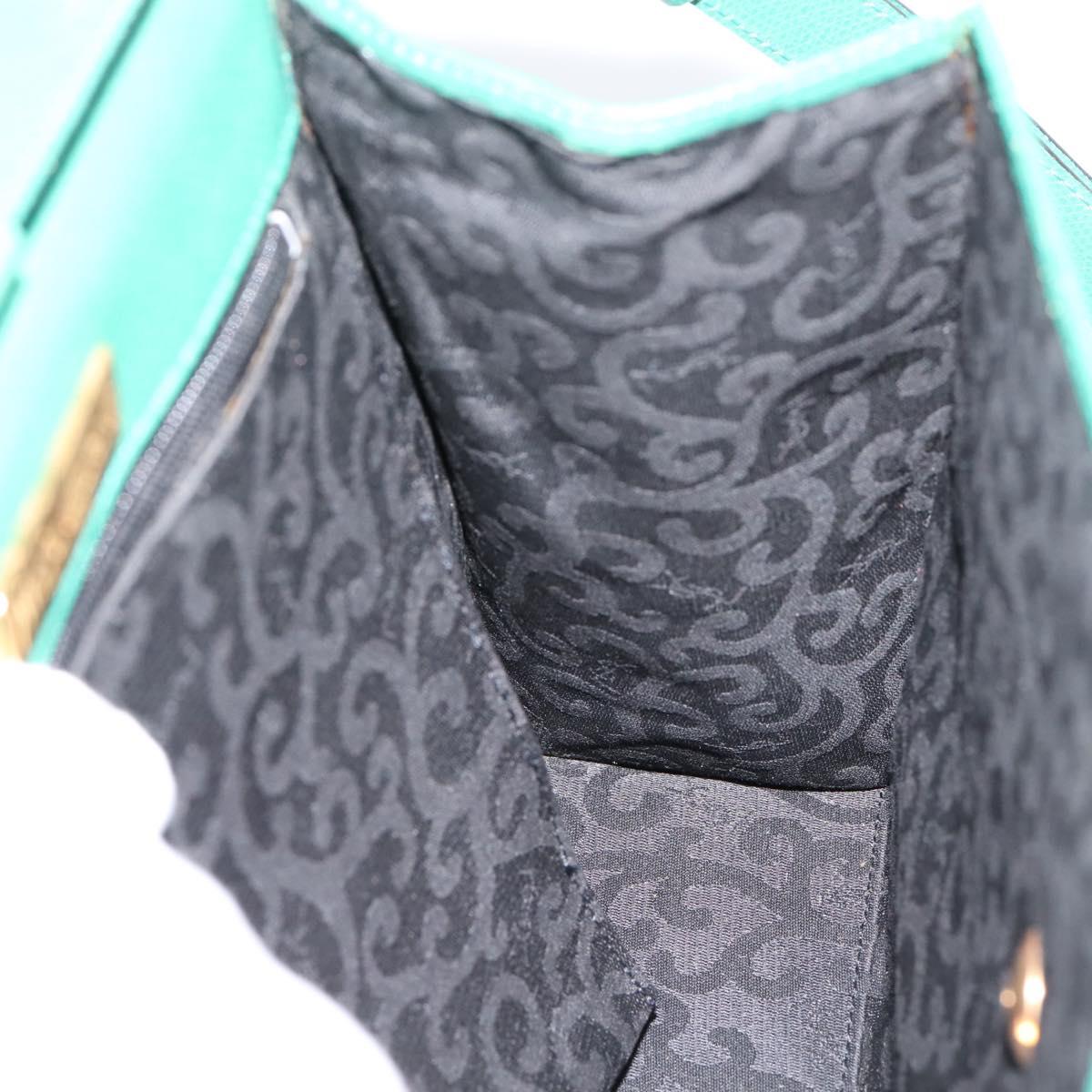 SAINT LAURENT Shoulder Bag Leather Green Gold Tone Auth 202964