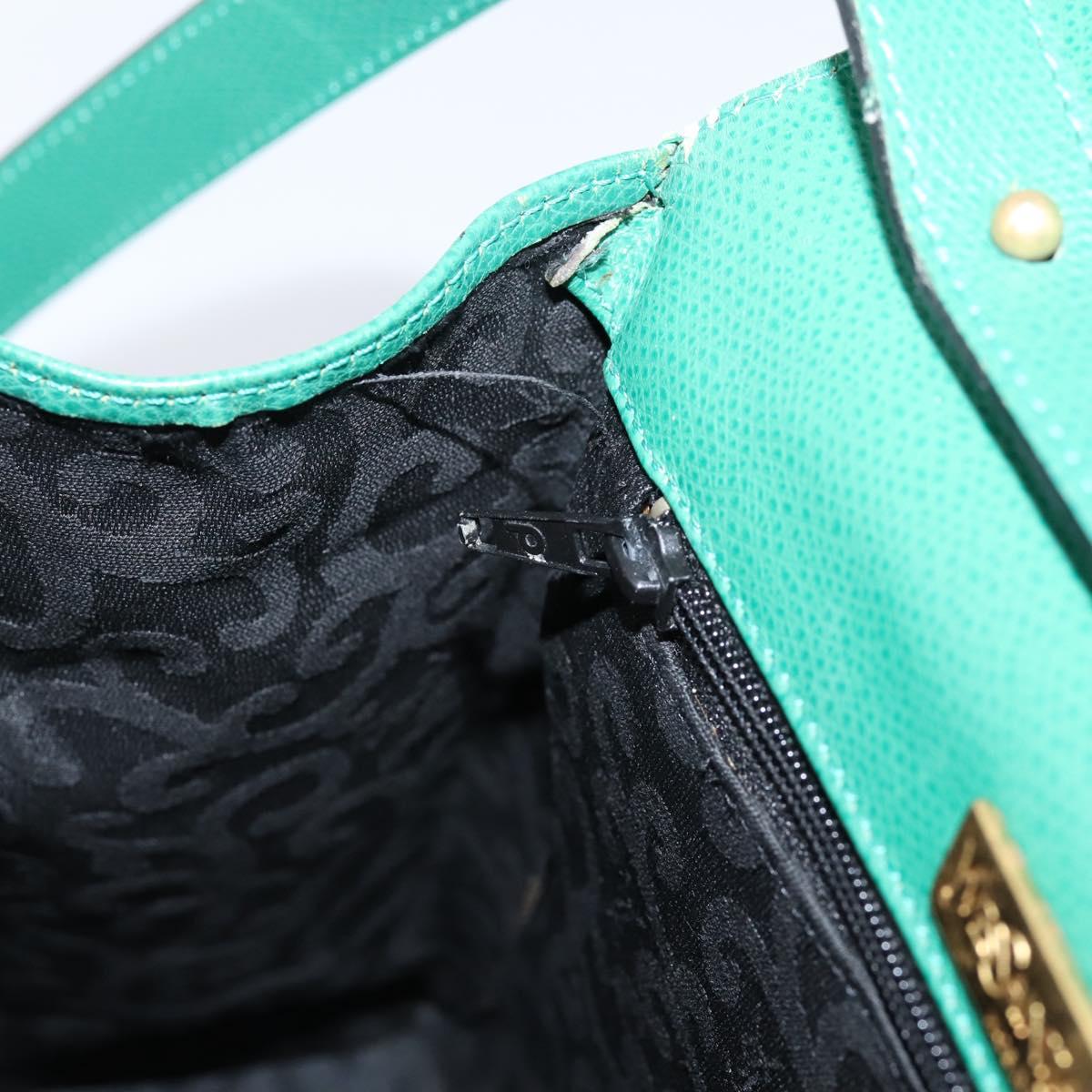 SAINT LAURENT Shoulder Bag Leather Green Gold Tone Auth 202964