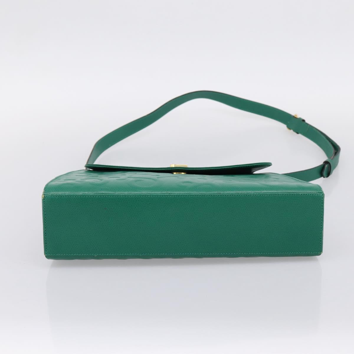 SAINT LAURENT Shoulder Bag Leather Green Gold Tone Auth 202964