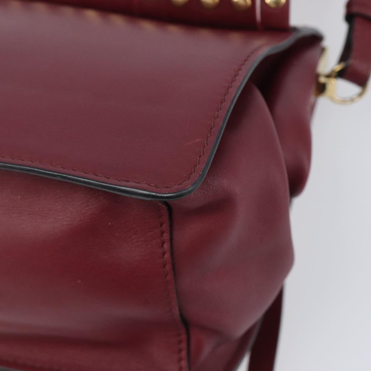 PRADA Shoulder Bag Safiano Leather Bordeaux Gold Auth 202965V