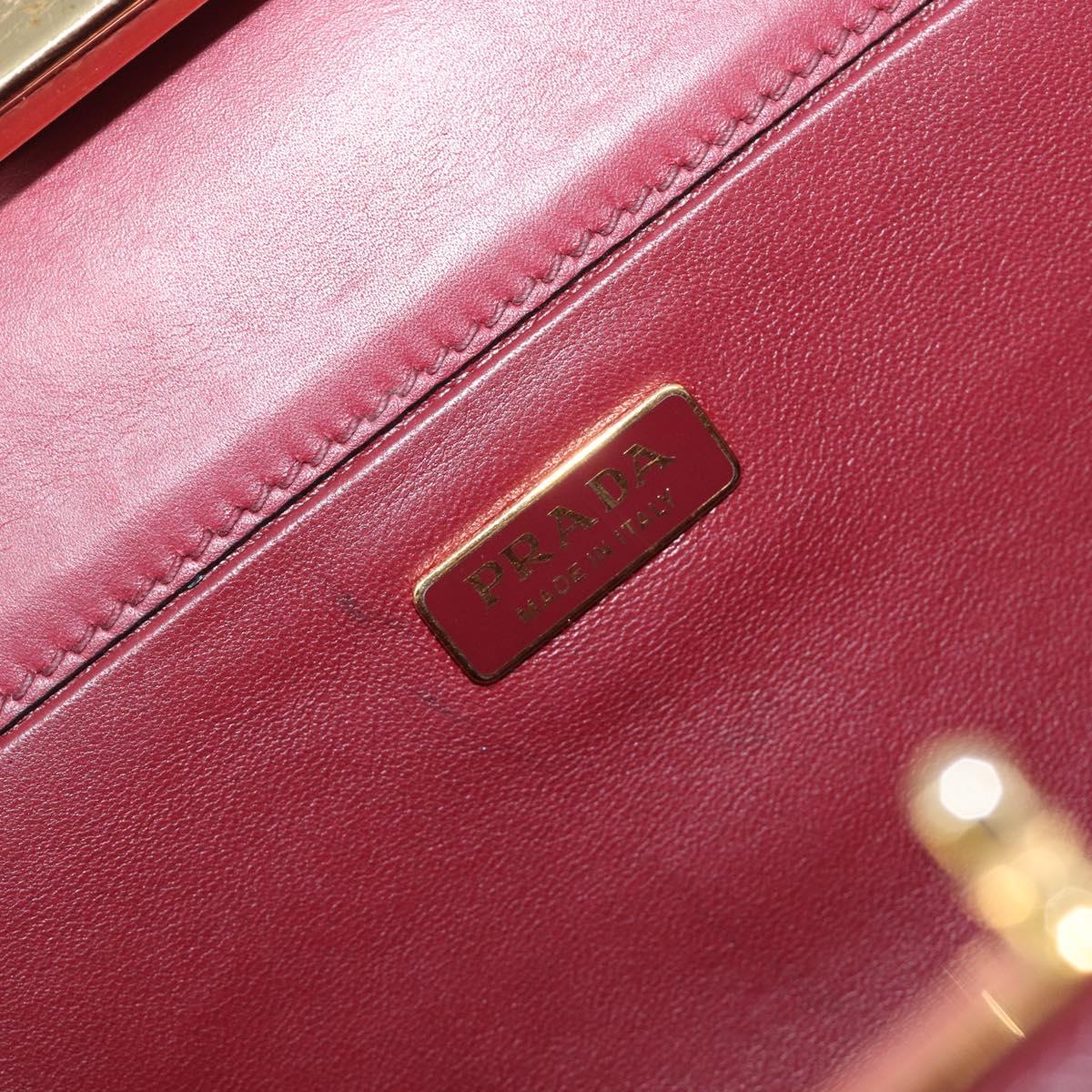 PRADA Shoulder Bag Safiano Leather Bordeaux Gold Auth 202965V