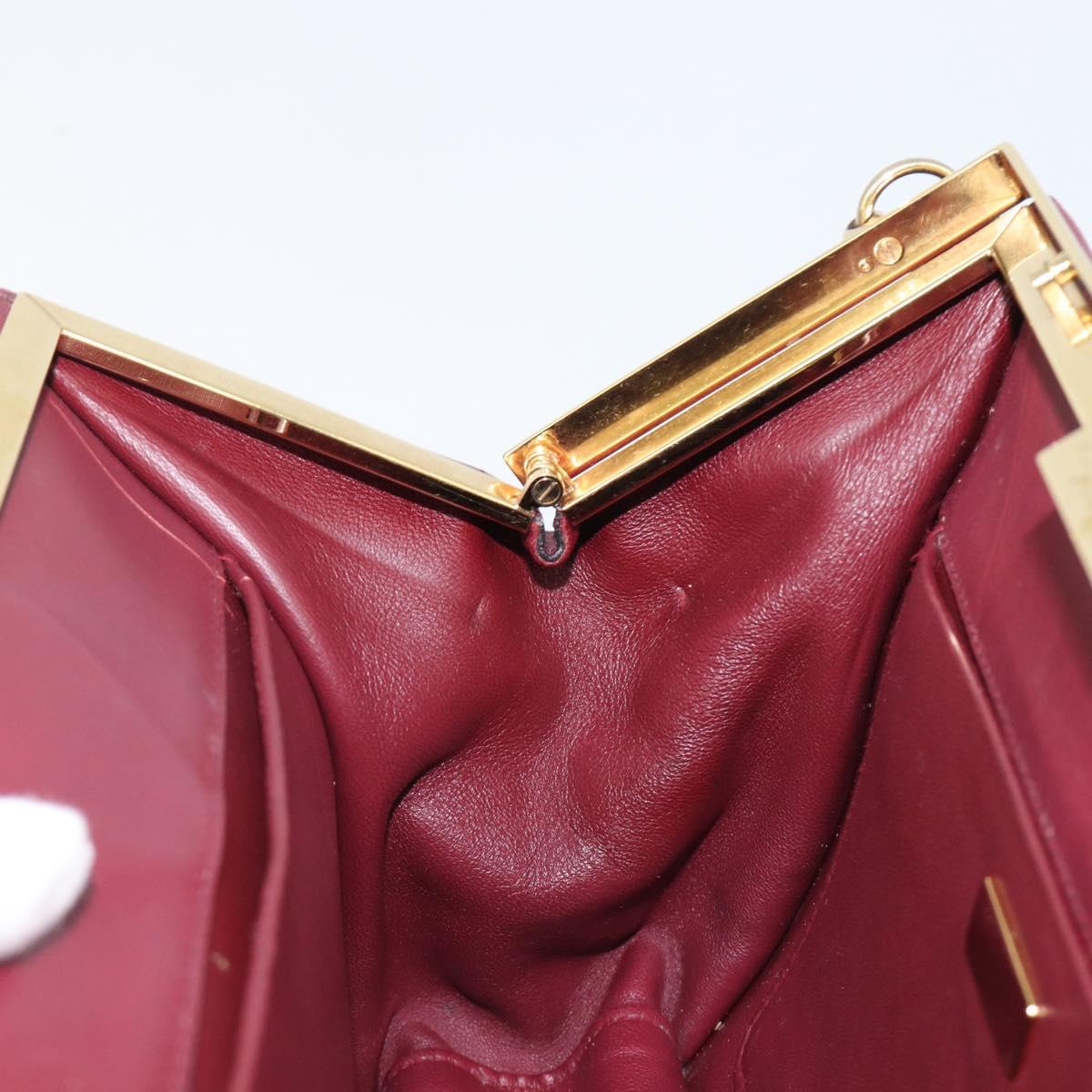 PRADA Shoulder Bag Safiano Leather Bordeaux Gold Auth 202965V