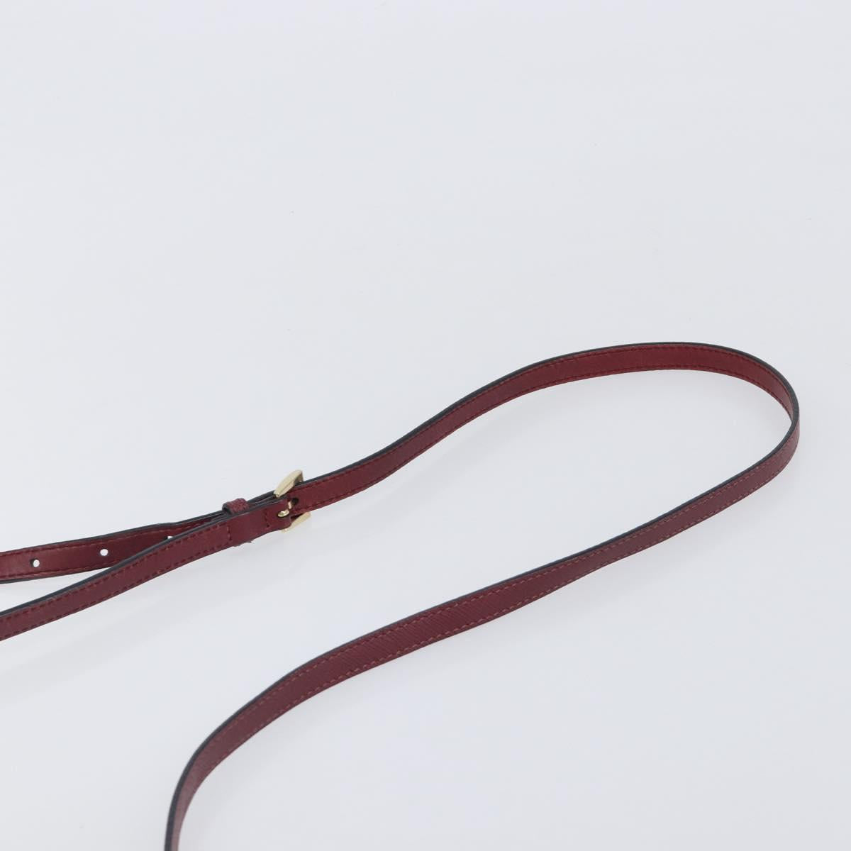 PRADA Shoulder Bag Safiano Leather Bordeaux Gold Auth 202965V