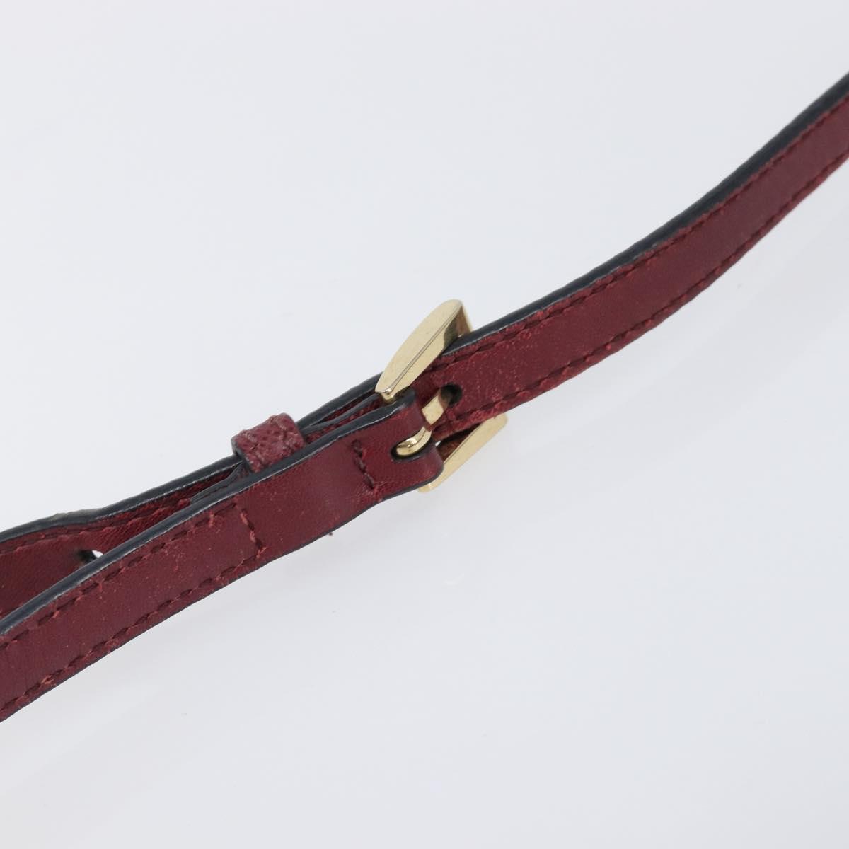 PRADA Shoulder Bag Safiano Leather Bordeaux Gold Auth 202965V