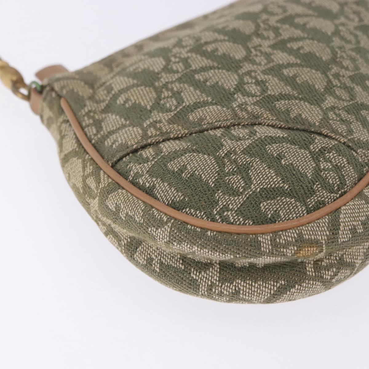 Christian Dior Trotter Canvas Saddle Accessory Pouch Khaki Gold Auth 202969