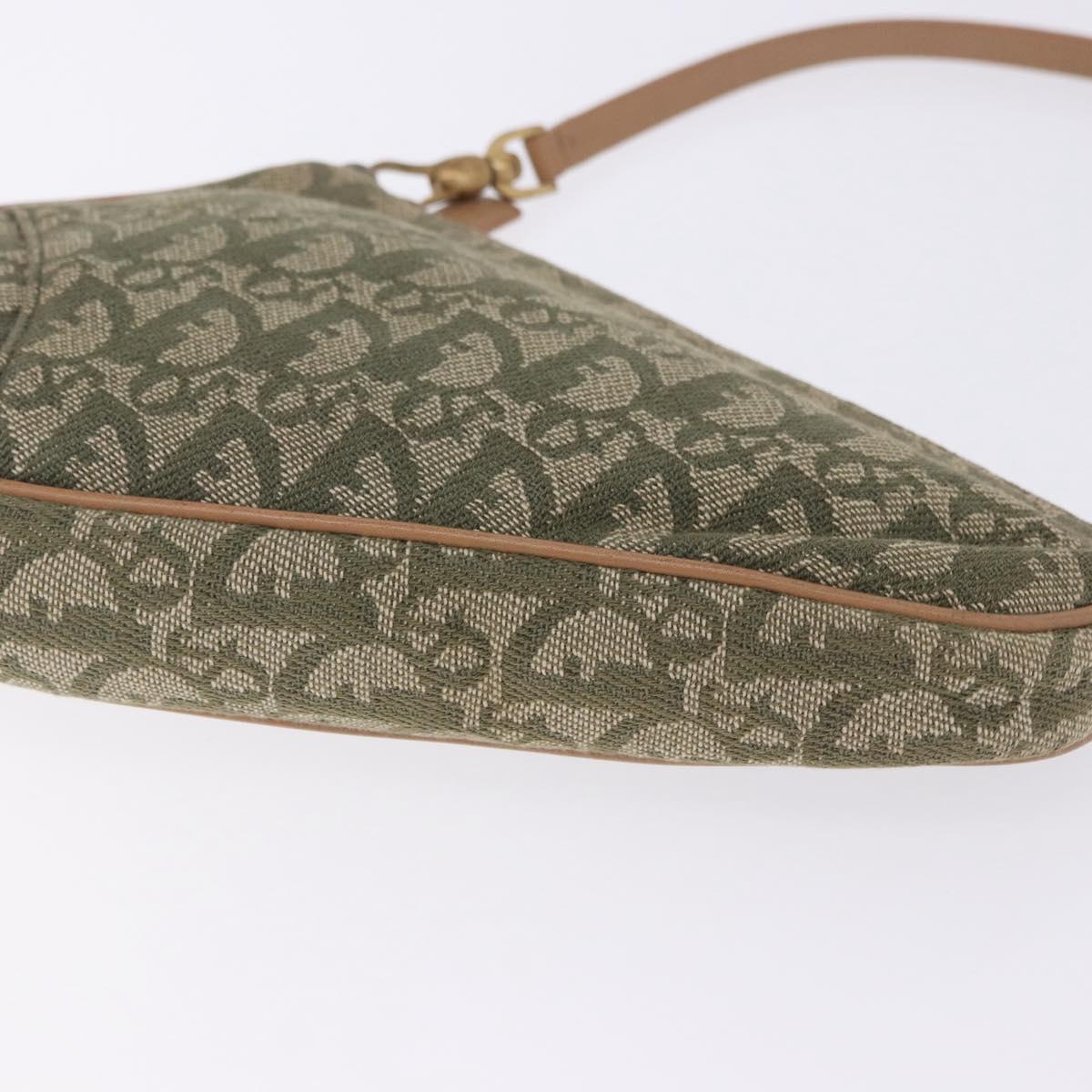 Christian Dior Trotter Canvas Saddle Accessory Pouch Khaki Gold Auth 202969