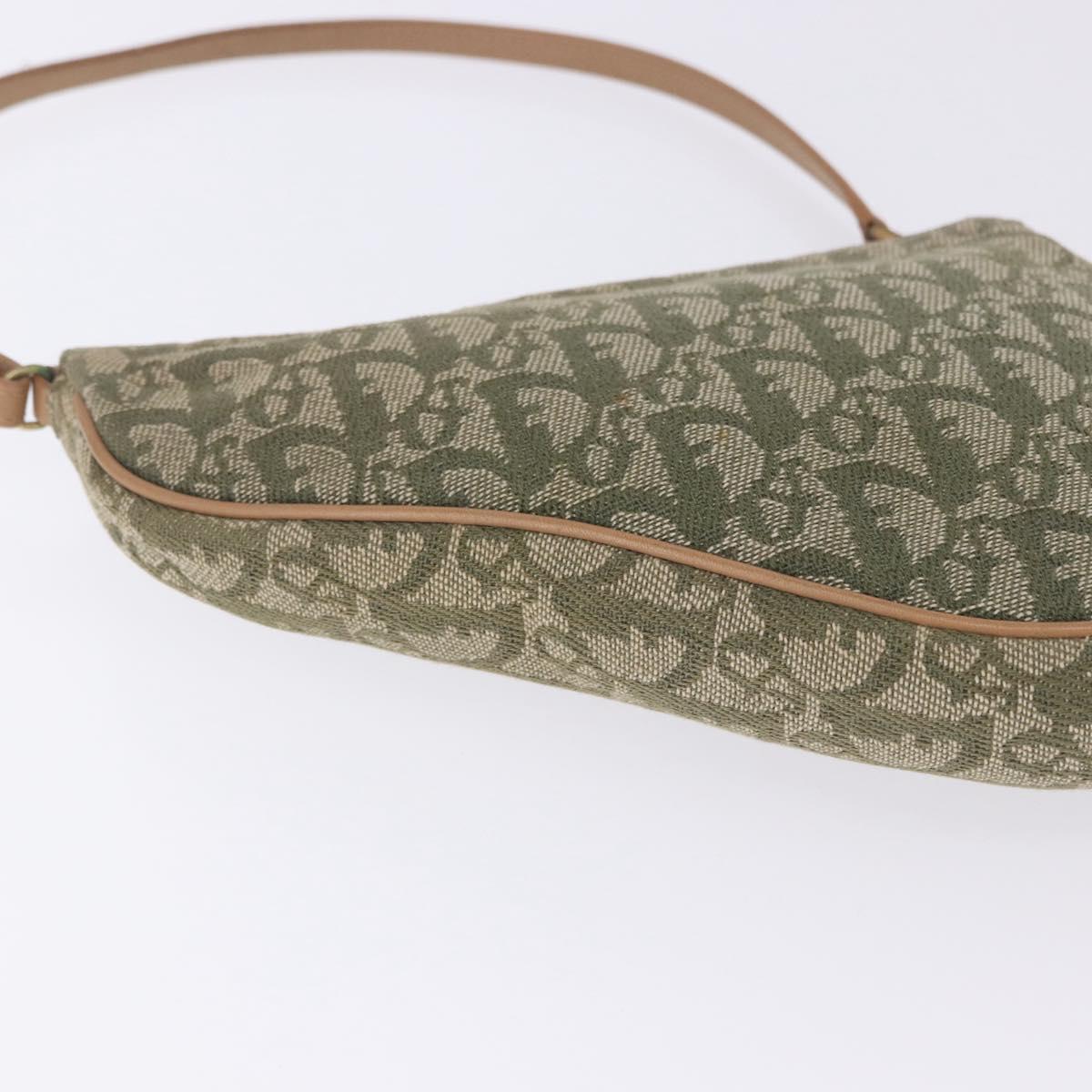 Christian Dior Trotter Canvas Saddle Accessory Pouch Khaki Gold Auth 202969