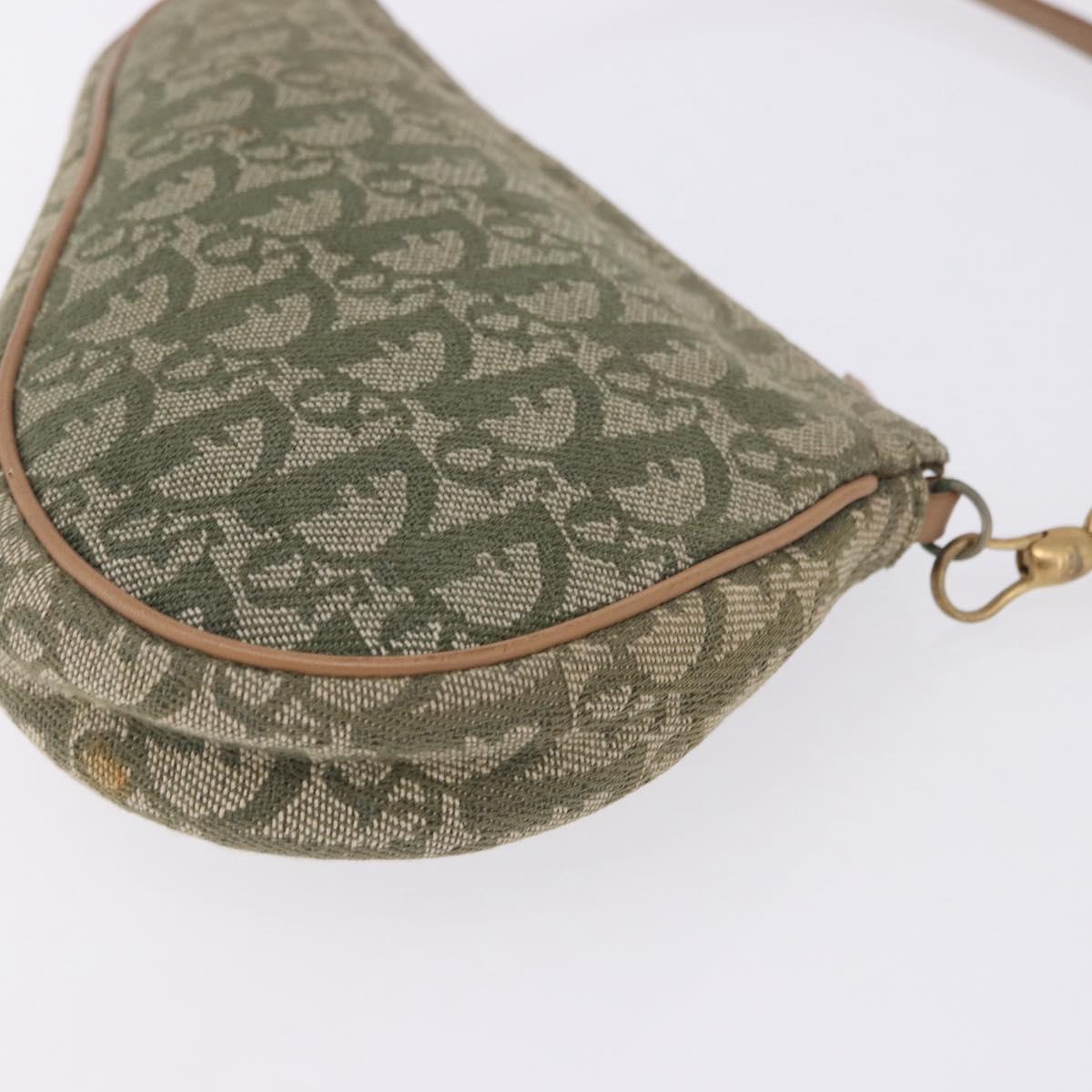 Christian Dior Trotter Canvas Saddle Accessory Pouch Khaki Gold Auth 202969