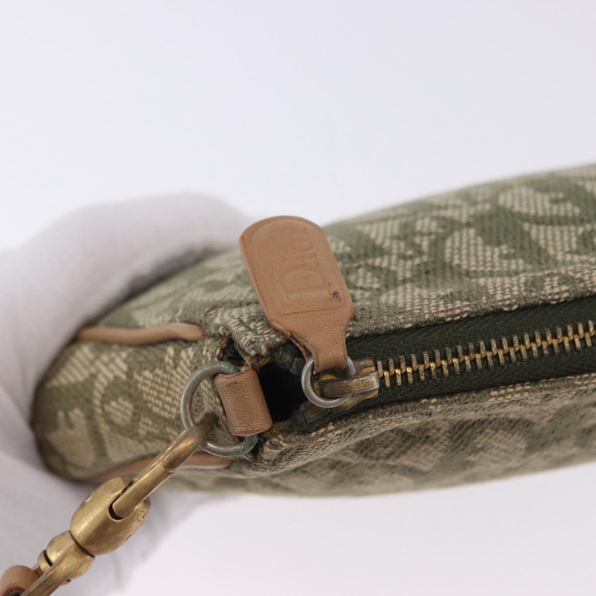 Christian Dior Trotter Canvas Saddle Accessory Pouch Khaki Gold Auth 202969