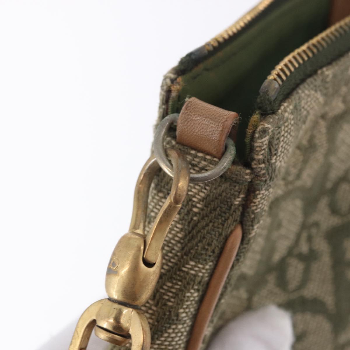 Christian Dior Trotter Canvas Saddle Accessory Pouch Khaki Gold Auth 202969