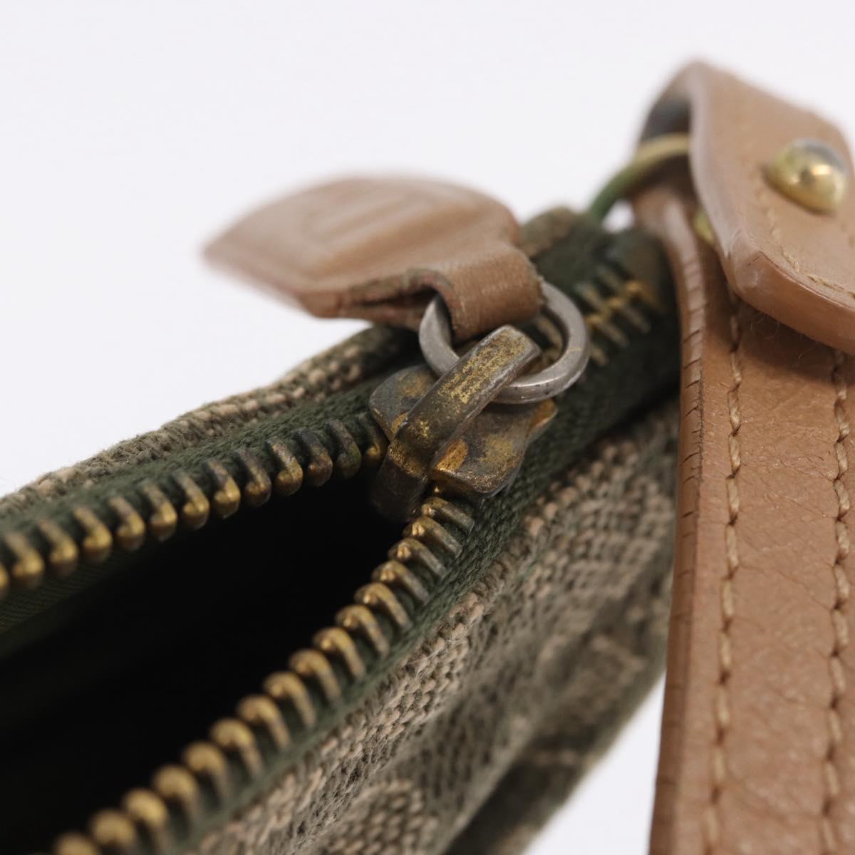 Christian Dior Trotter Canvas Saddle Accessory Pouch Khaki Gold Auth 202969