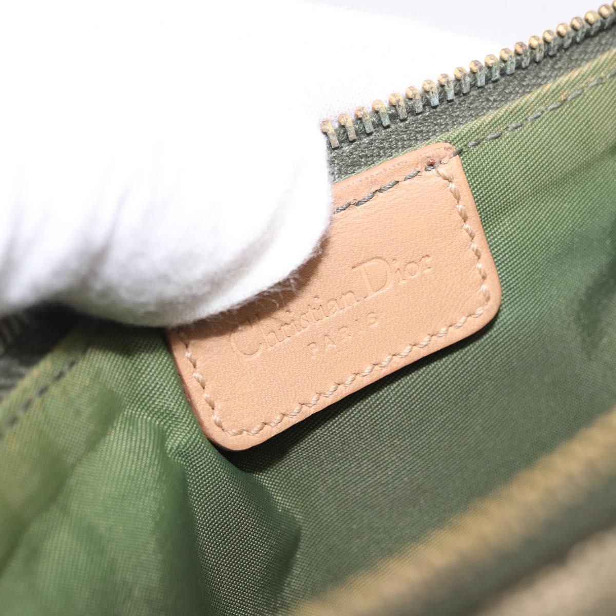 Christian Dior Trotter Canvas Saddle Accessory Pouch Khaki Gold Auth 202969