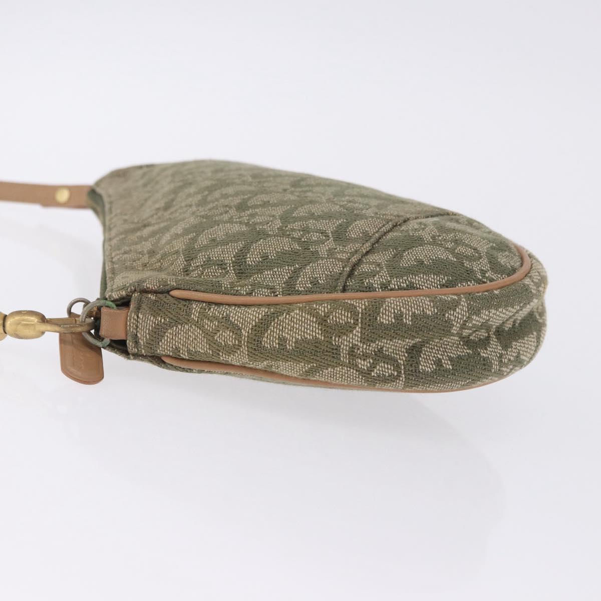 Christian Dior Trotter Canvas Saddle Accessory Pouch Khaki Gold Auth 202969