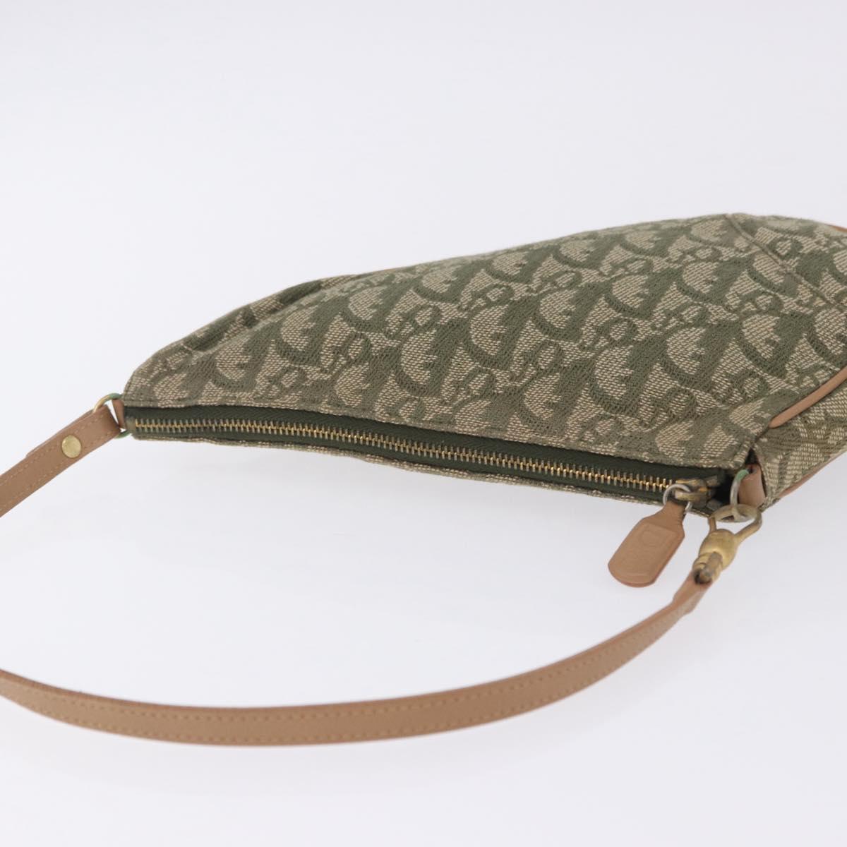 Christian Dior Trotter Canvas Saddle Accessory Pouch Khaki Gold Auth 202969