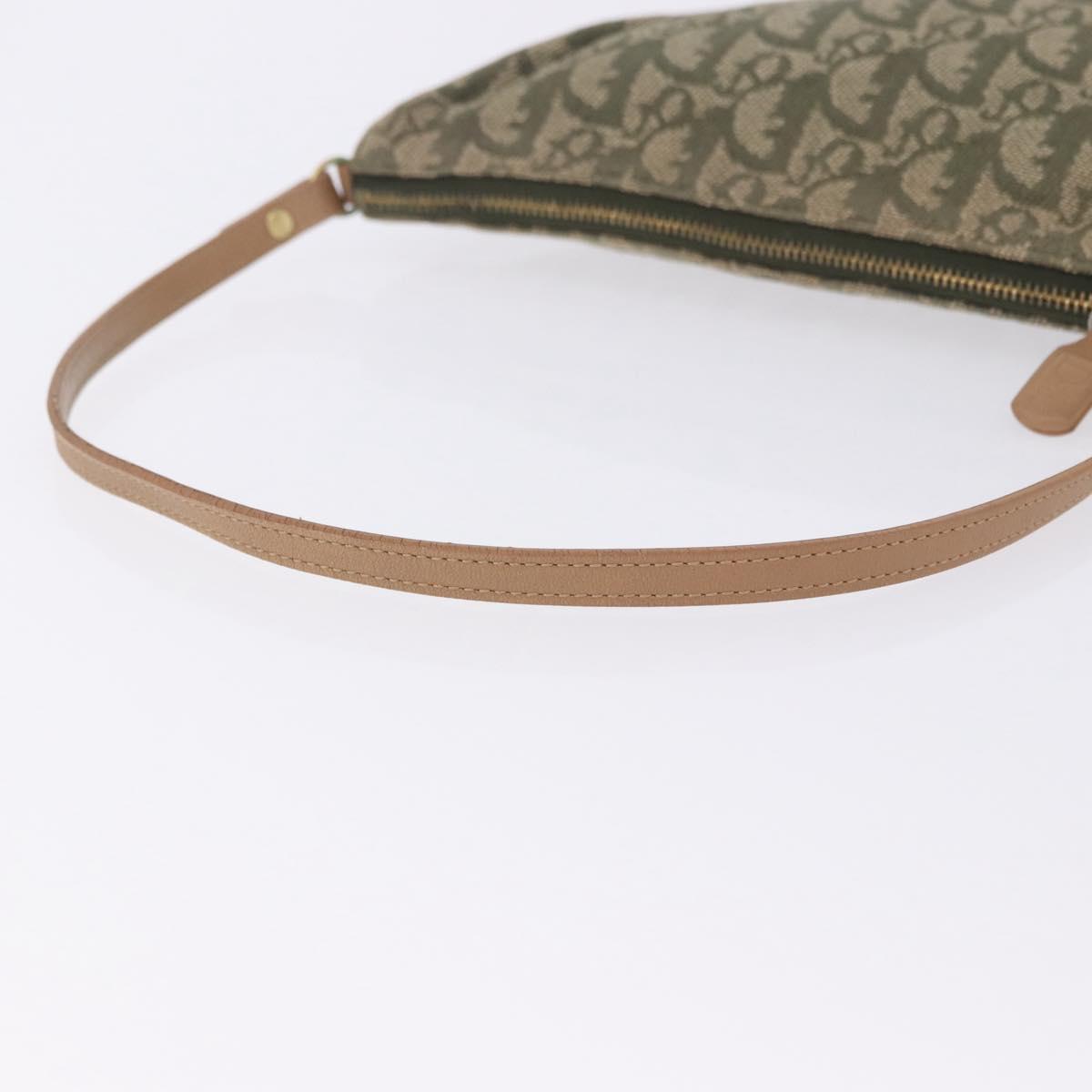 Christian Dior Trotter Canvas Saddle Accessory Pouch Khaki Gold Auth 202969