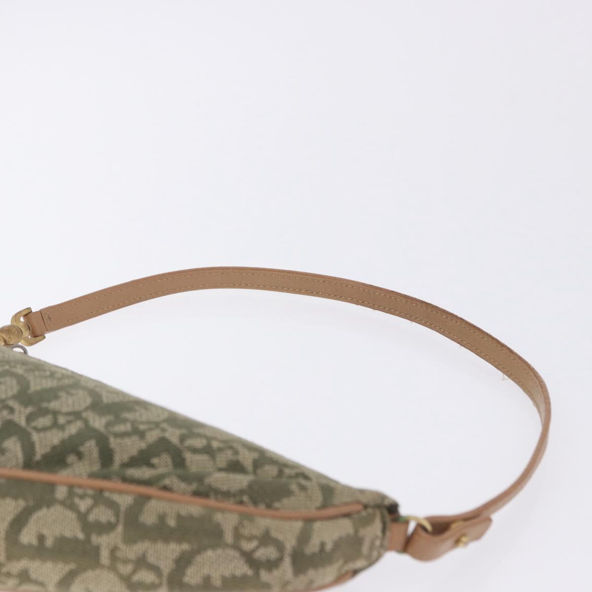 Christian Dior Trotter Canvas Saddle Accessory Pouch Khaki Gold Auth 202969