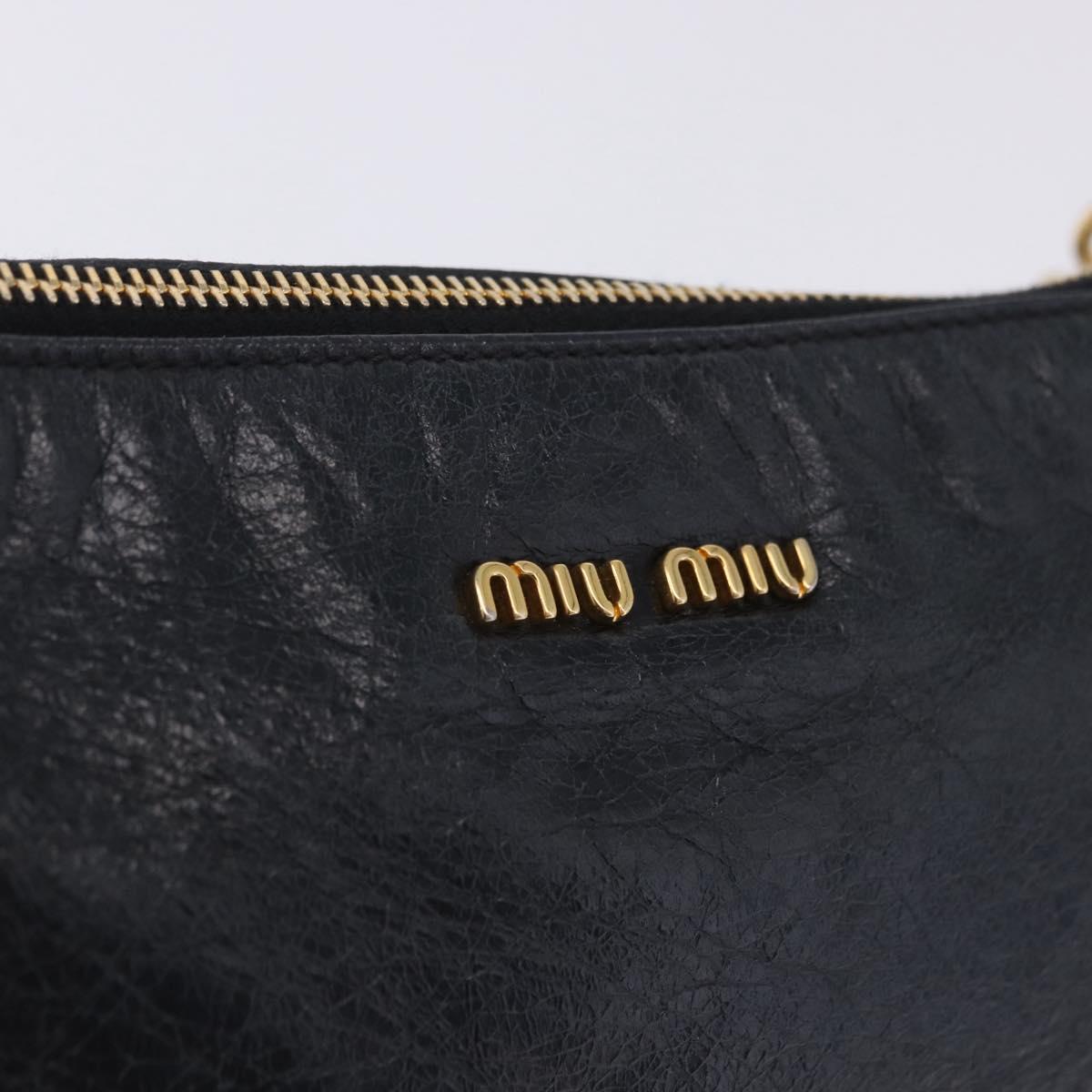 Miu Miu Shoulder Bag Vitellolux Black Gold Auth 202971V