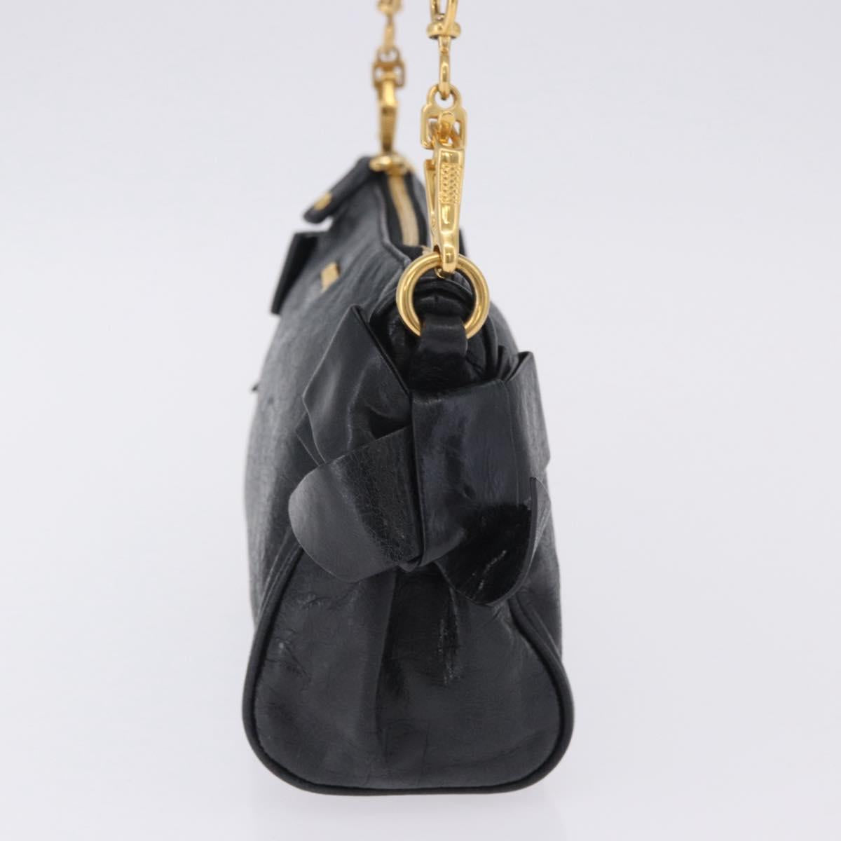 Miu Miu Shoulder Bag Vitellolux Black Gold Auth 202971V