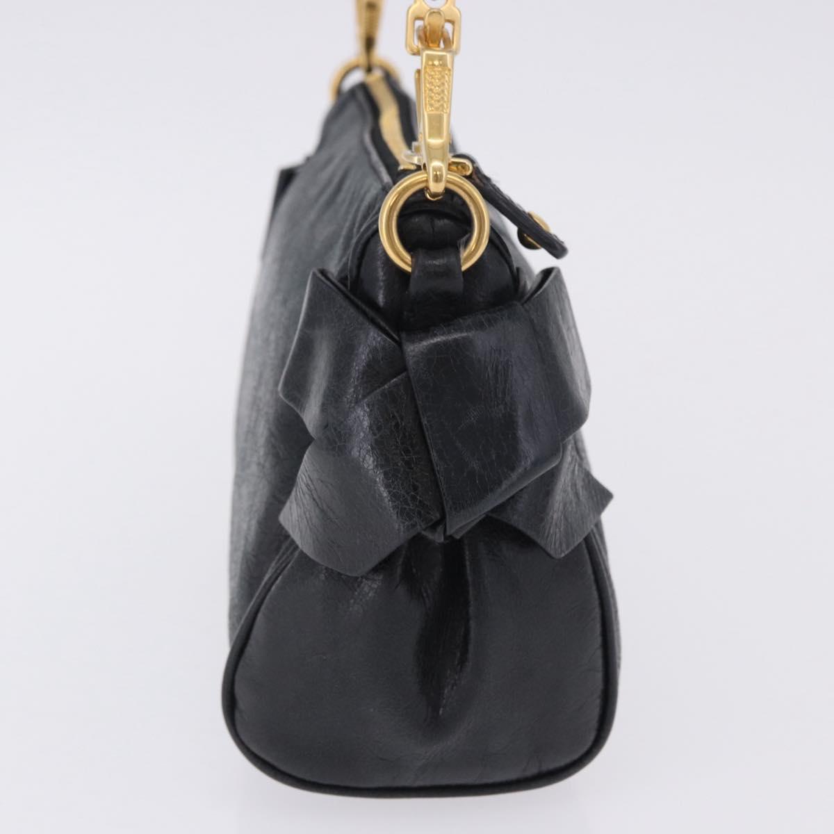 Miu Miu Shoulder Bag Vitellolux Black Gold Auth 202971V