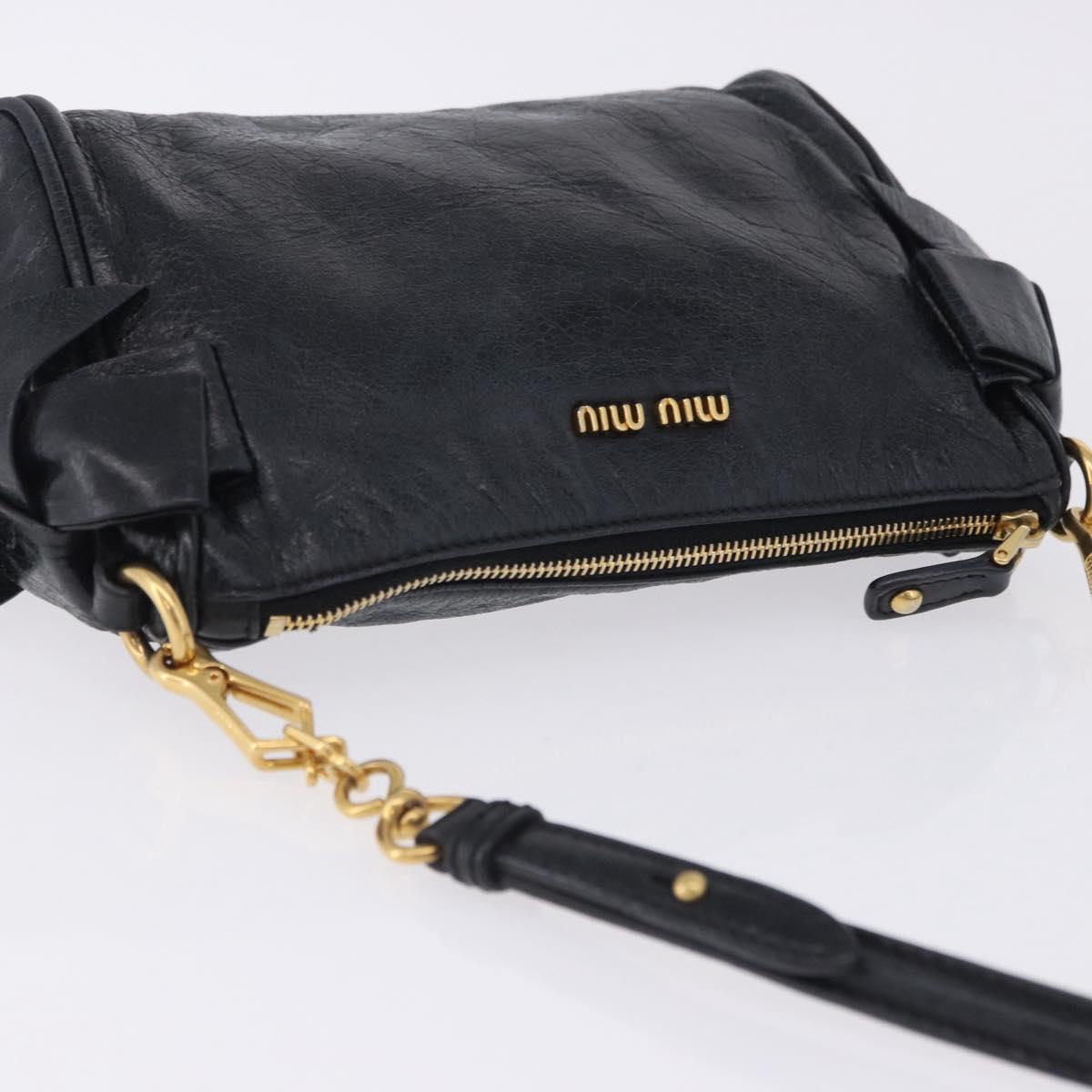 Miu Miu Shoulder Bag Vitellolux Black Gold Auth 202971V