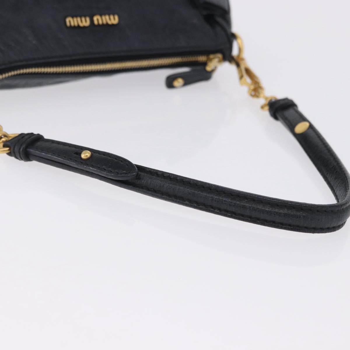 Miu Miu Shoulder Bag Vitellolux Black Gold Auth 202971V