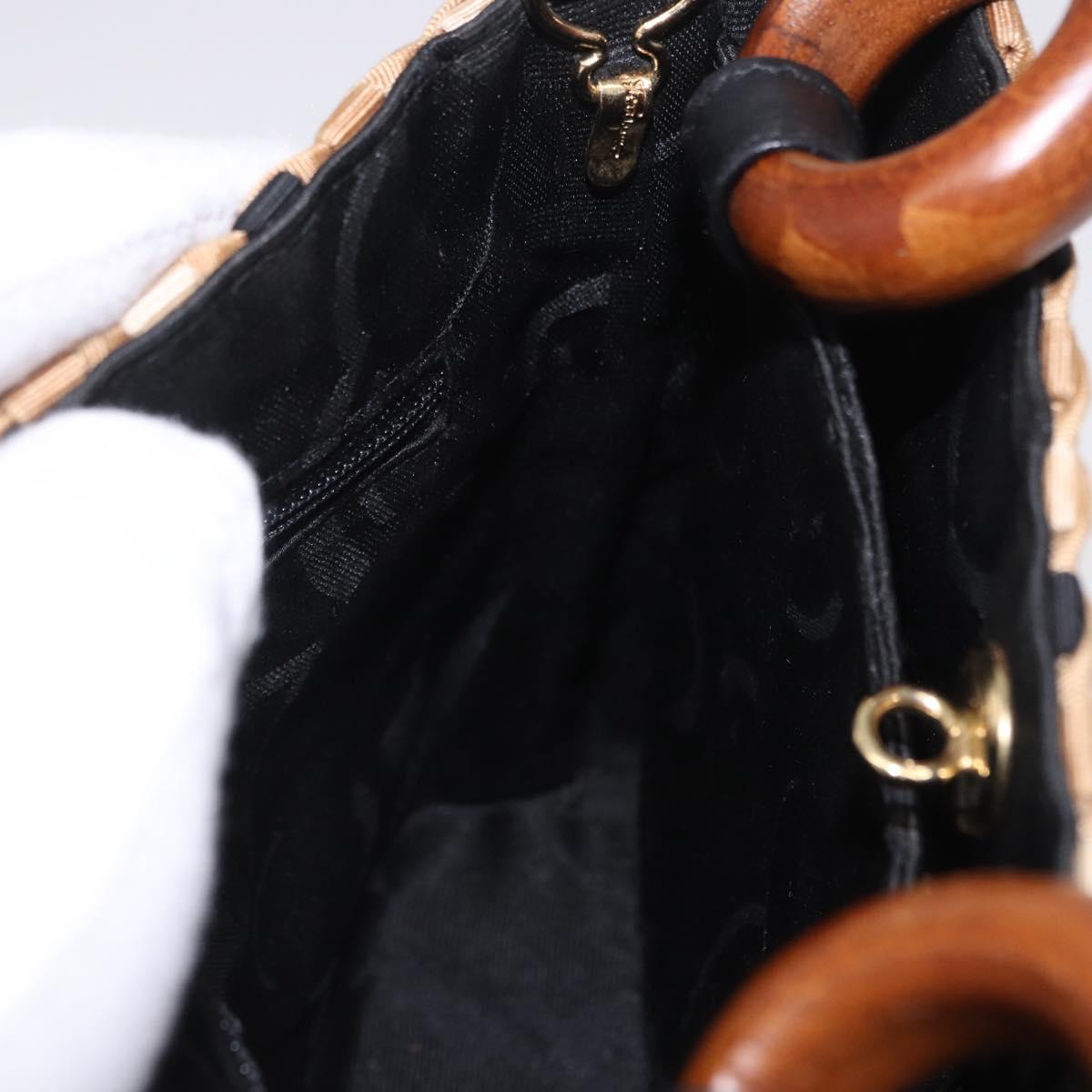 Salvatore Ferragamo Hand Bag Canvas 2way Beige Gold Auth 202977V