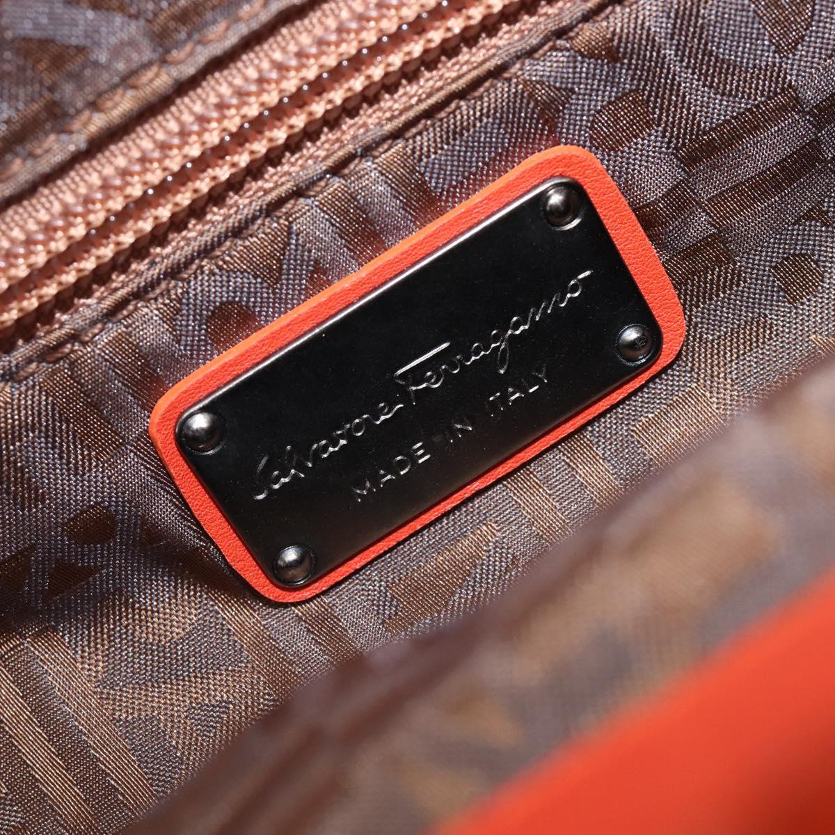 Salvatore Ferragamo Gancini Hand Bag Knitted Fabrics Red Silver Auth 202979V