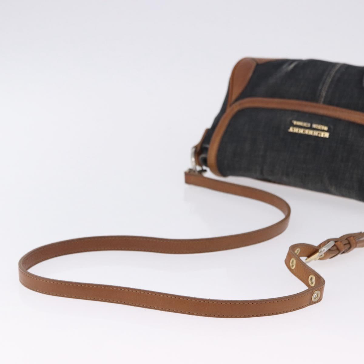 BURBERRY Blue Label Shoulder Bag Denim Navy Gold Auth 202980