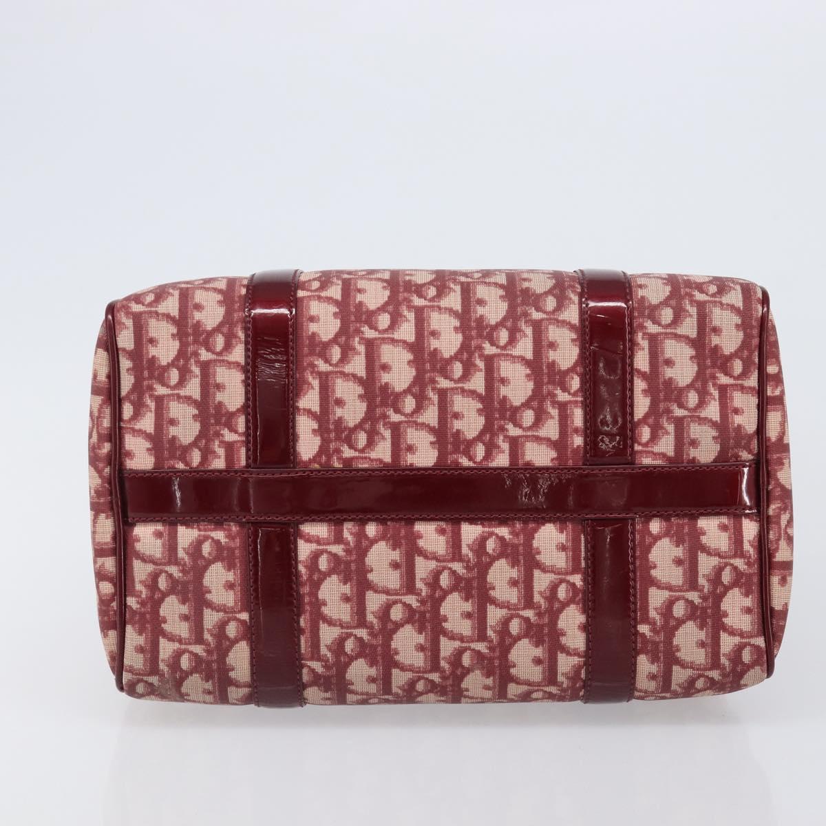 Christian Dior Trotter Canvas Boston Bag PVC Red Gold Auth 202981