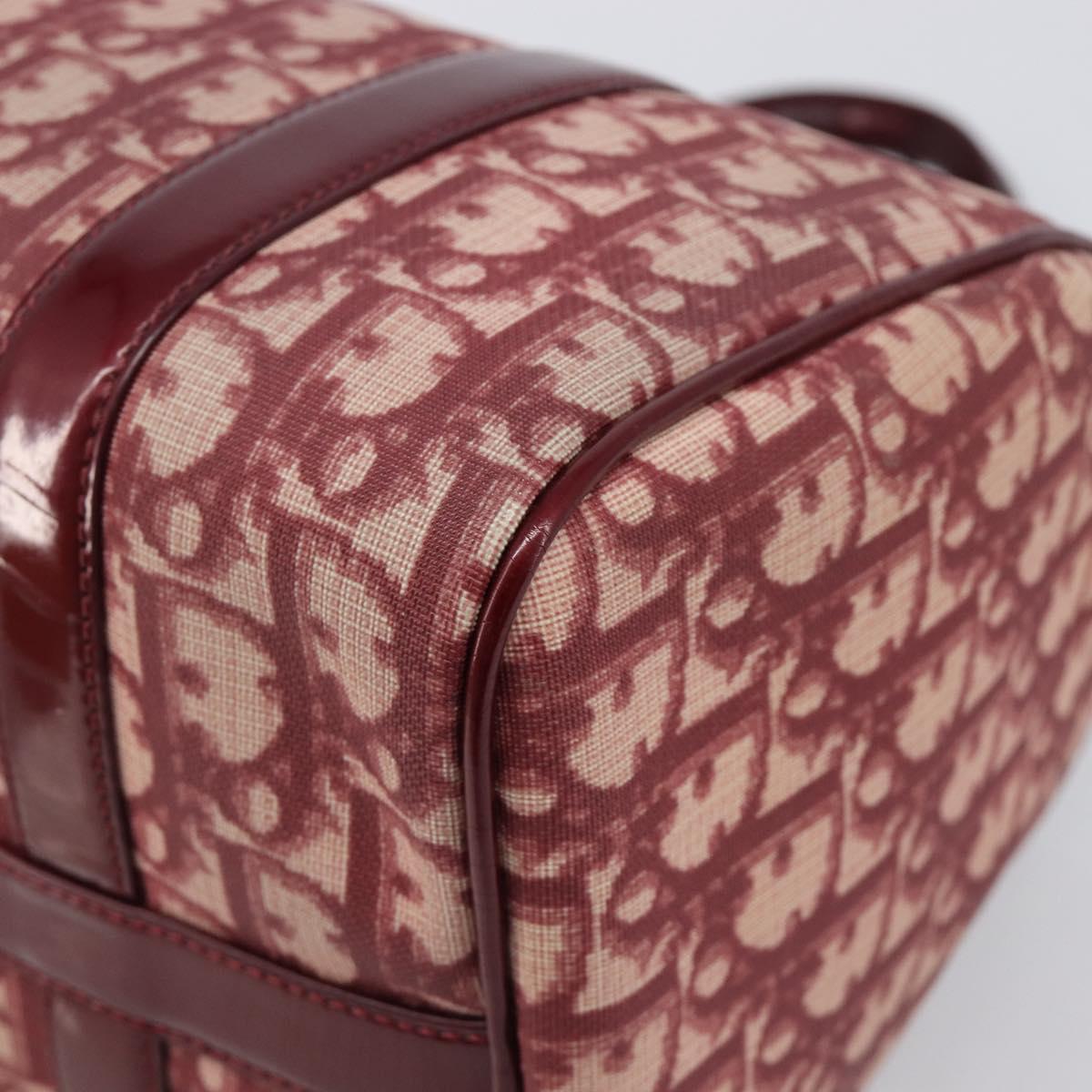 Christian Dior Trotter Canvas Boston Bag PVC Red Gold Auth 202981