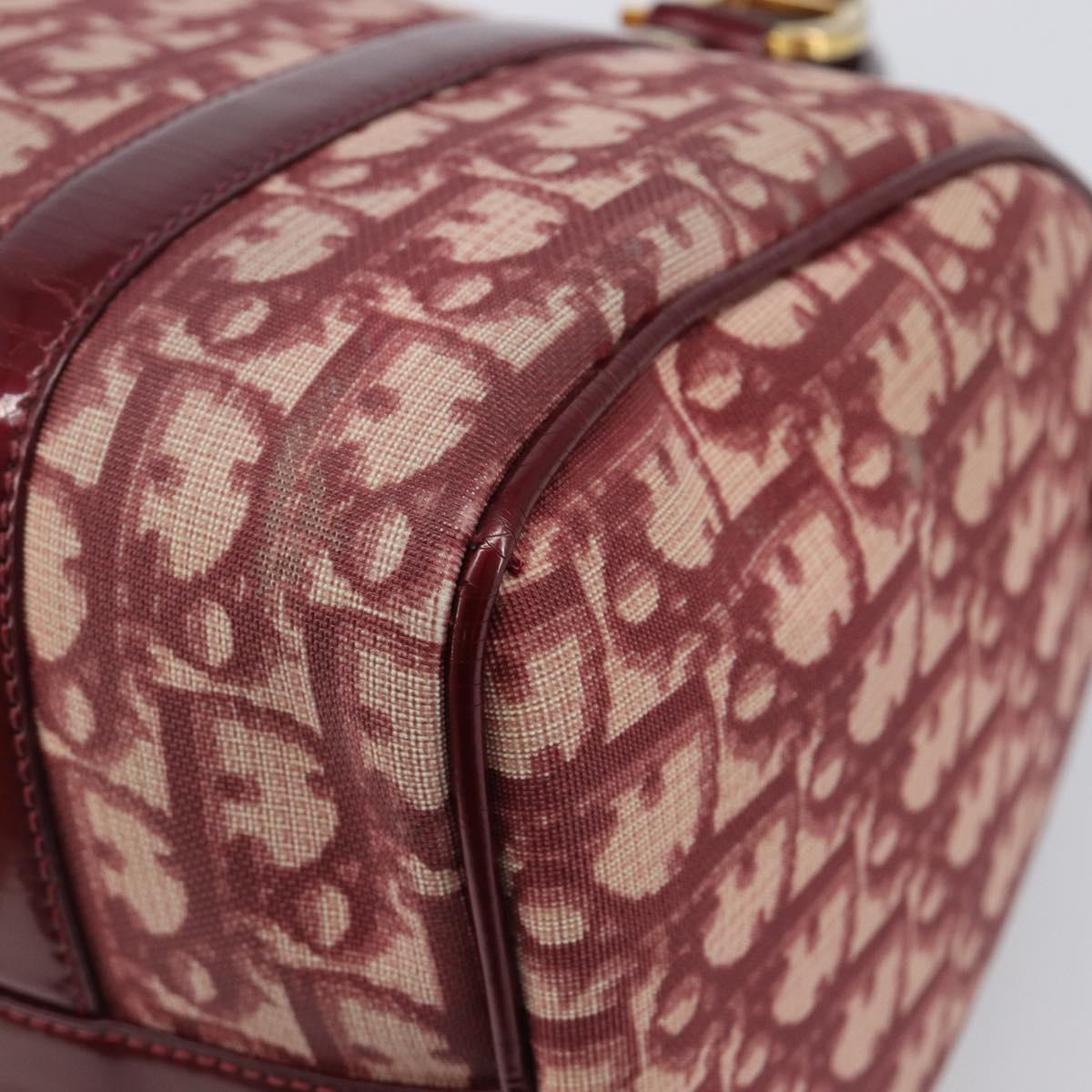 Christian Dior Trotter Canvas Boston Bag PVC Red Gold Auth 202981