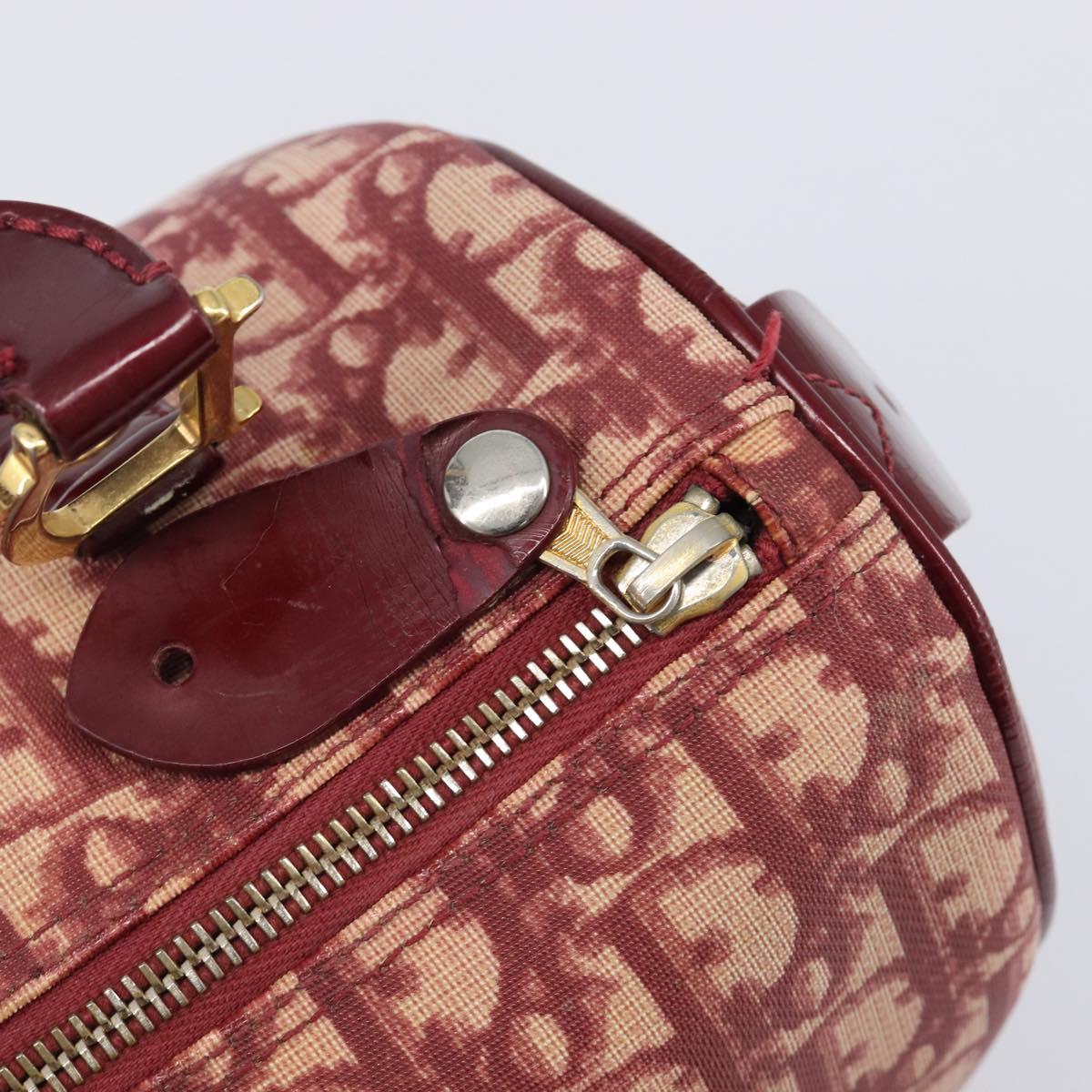 Christian Dior Trotter Canvas Boston Bag PVC Red Gold Auth 202981