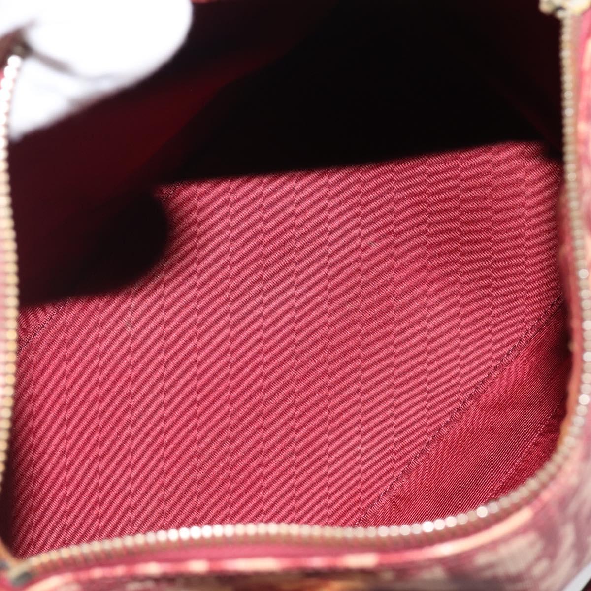 Christian Dior Trotter Canvas Boston Bag PVC Red Gold Auth 202981