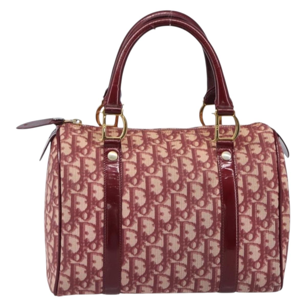 Christian Dior Trotter Canvas Boston Bag PVC Red Gold Auth 202981
