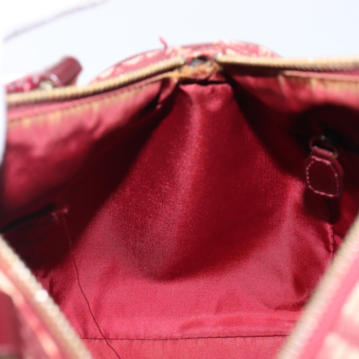 Christian Dior Trotter Canvas Boston Bag PVC Red Gold Auth 202981