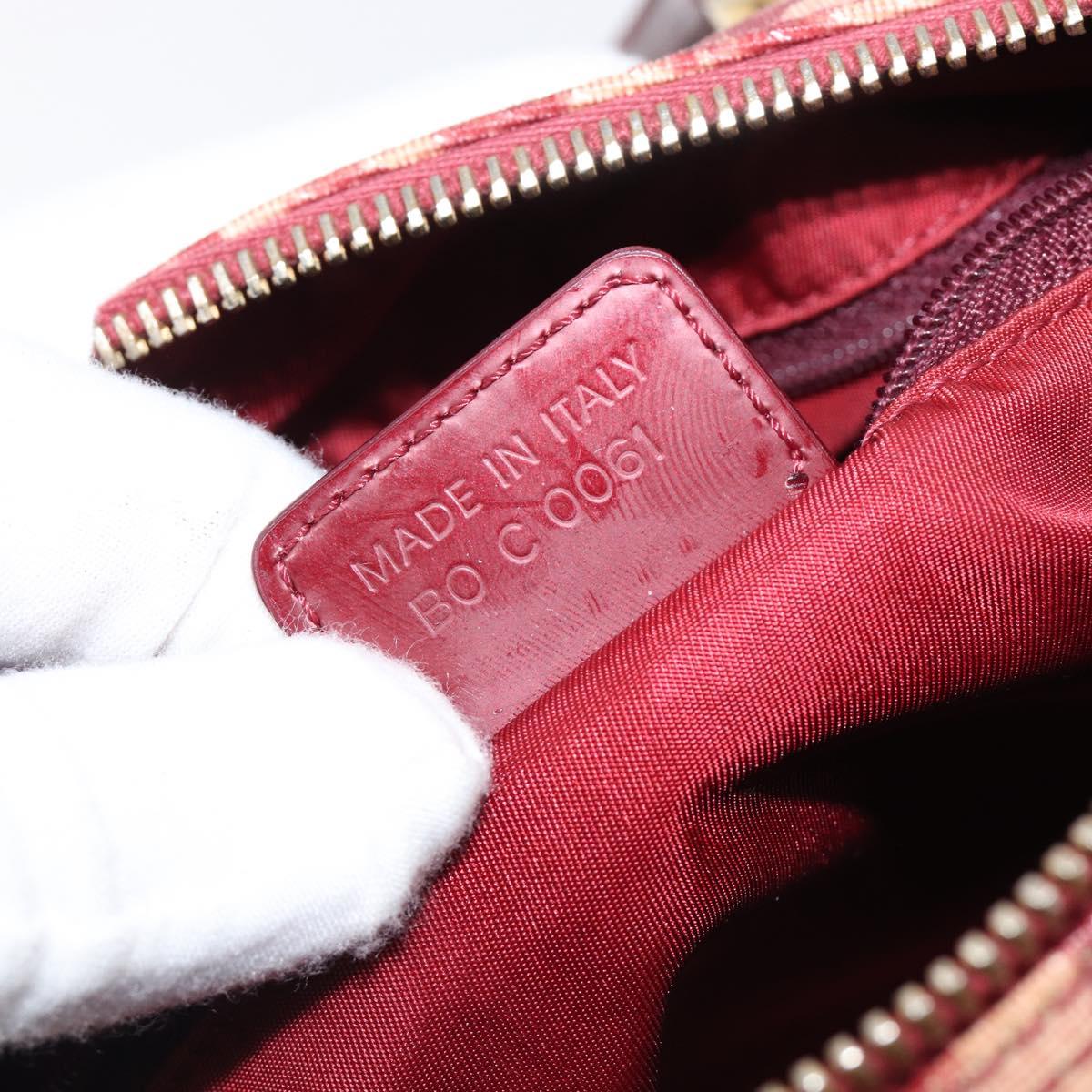 Christian Dior Trotter Canvas Boston Bag PVC Red Gold Auth 202981