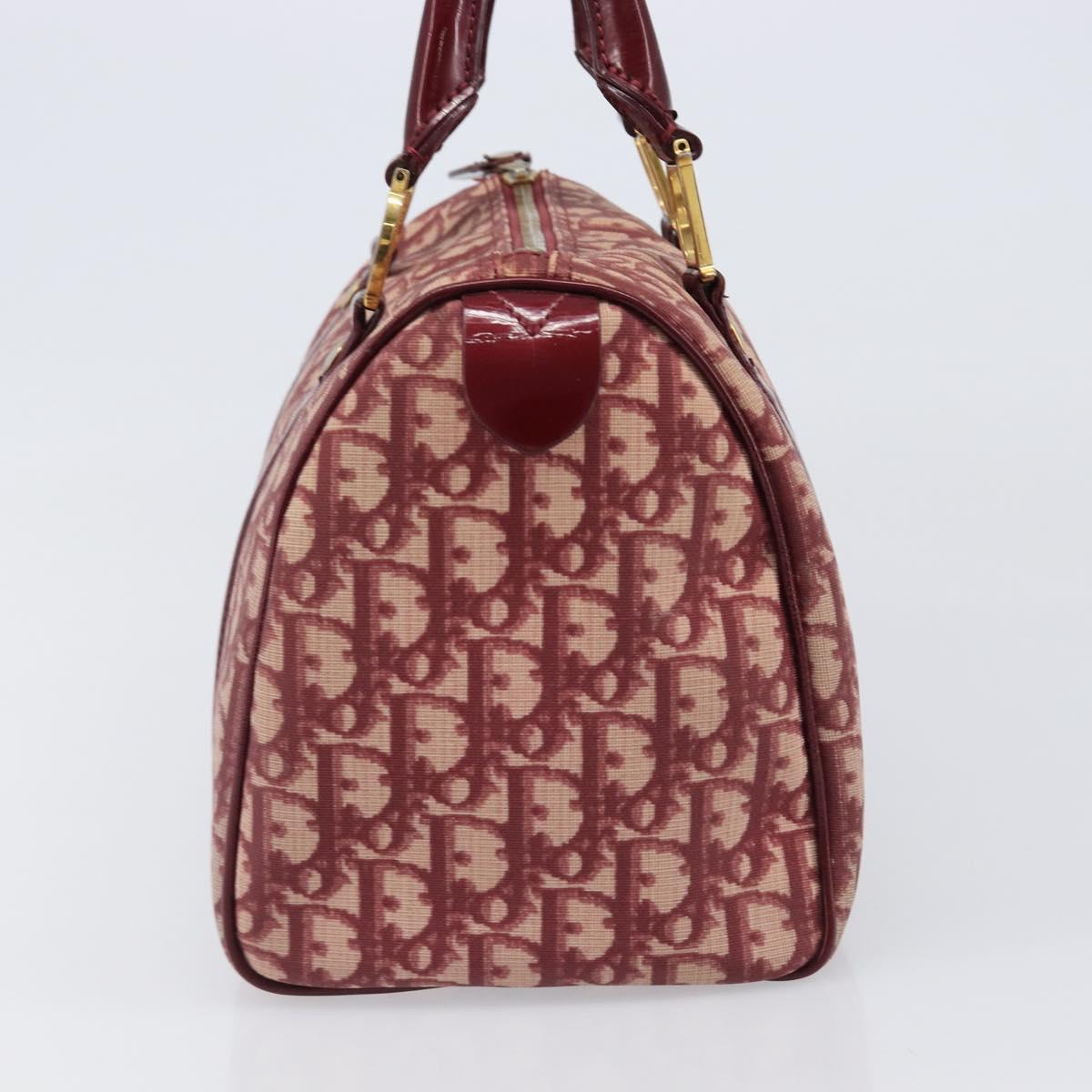 Christian Dior Trotter Canvas Boston Bag PVC Red Gold Auth 202981