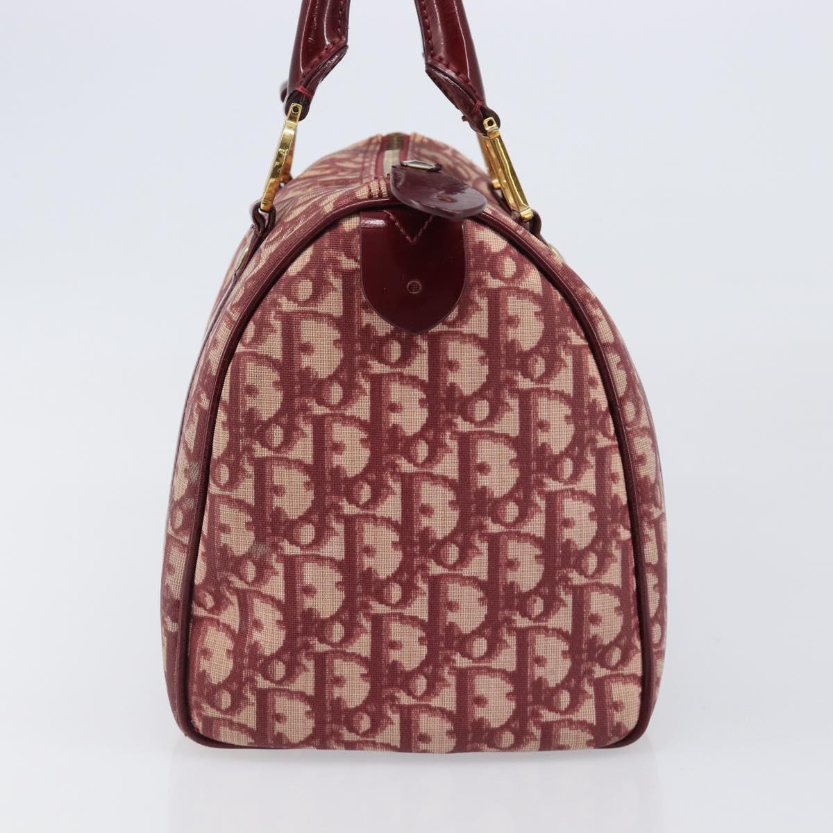Christian Dior Trotter Canvas Boston Bag PVC Red Gold Auth 202981