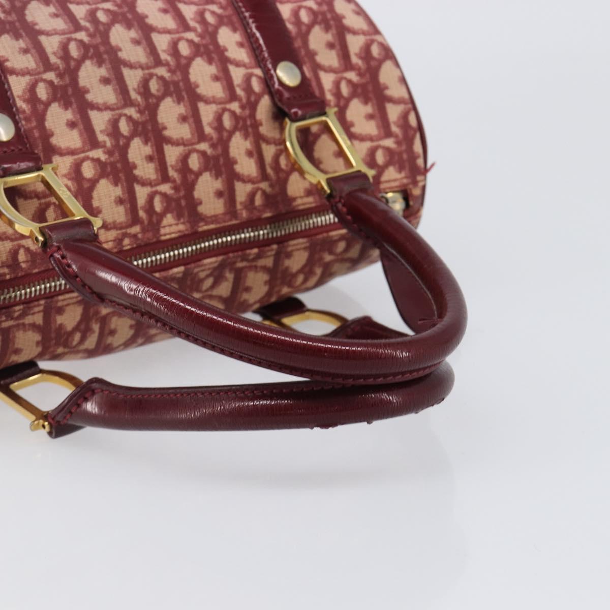 Christian Dior Trotter Canvas Boston Bag PVC Red Gold Auth 202981