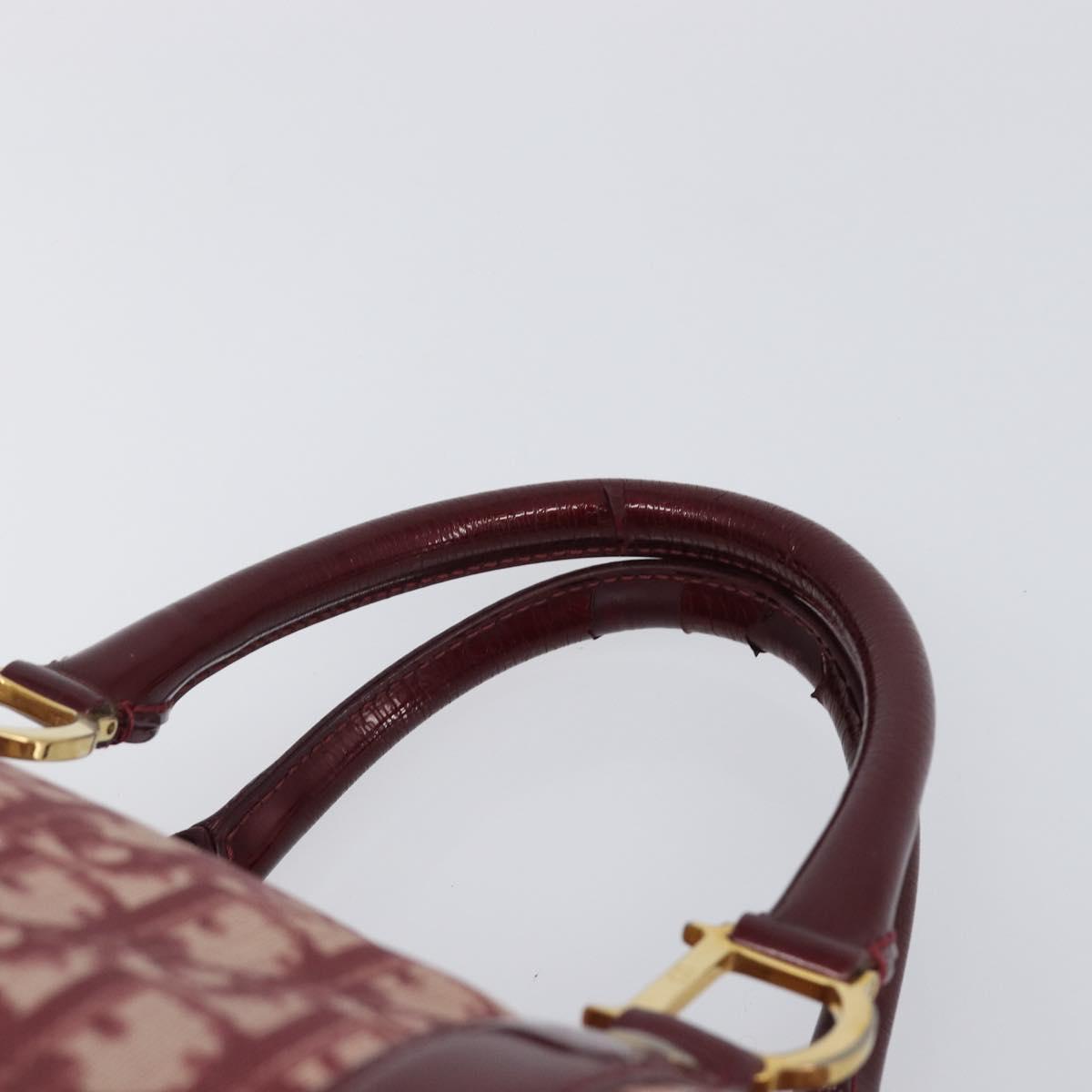 Christian Dior Trotter Canvas Boston Bag PVC Red Gold Auth 202981
