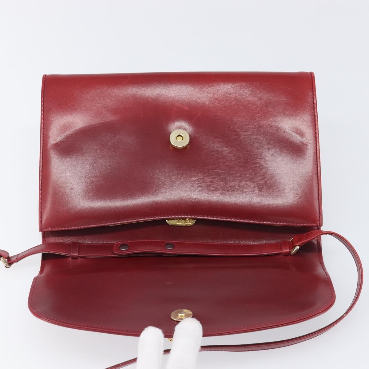 GUCCI Interlocking G Shoulder Bag Leather Red Gold 121546 Auth 202982