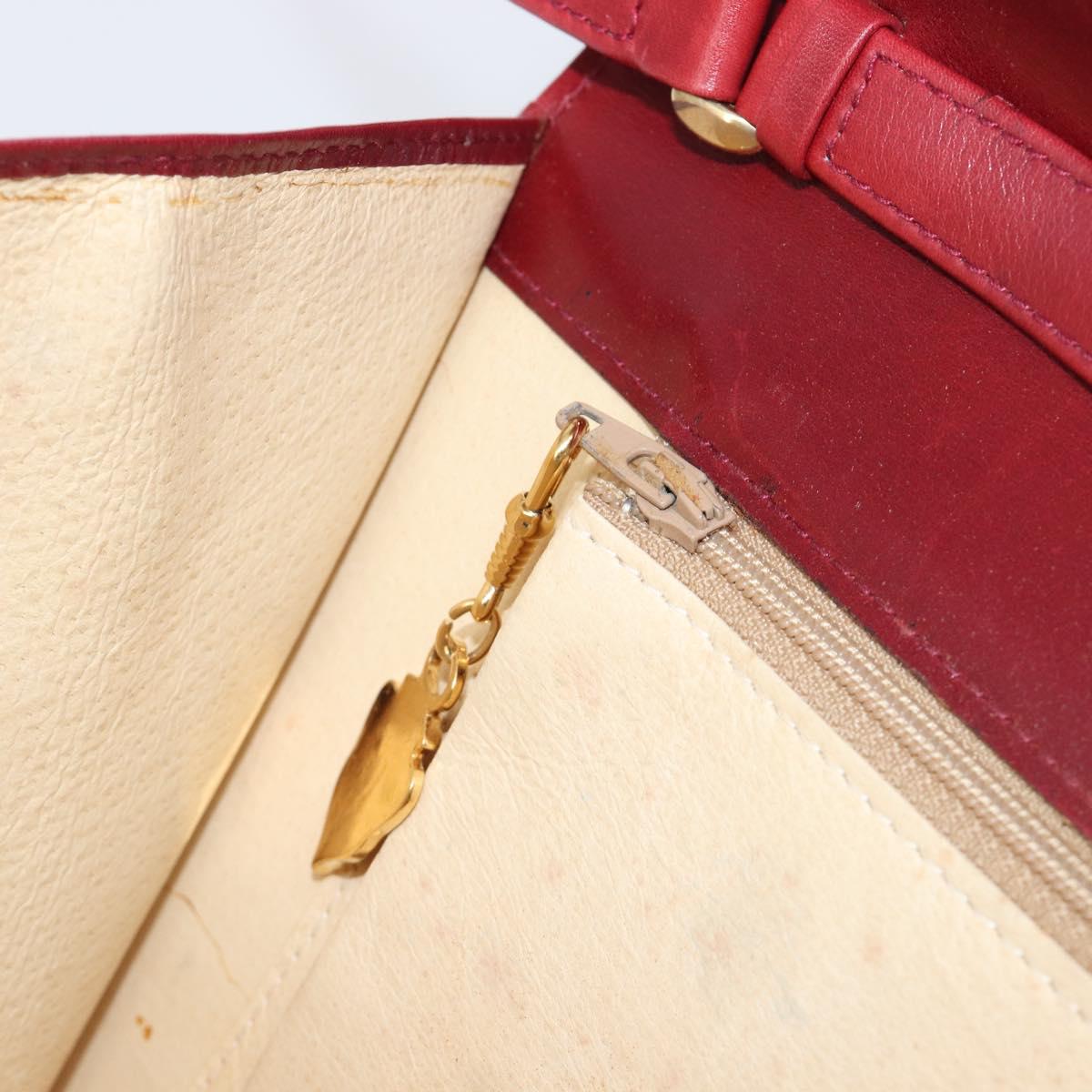 GUCCI Interlocking G Shoulder Bag Leather Red Gold 121546 Auth 202982
