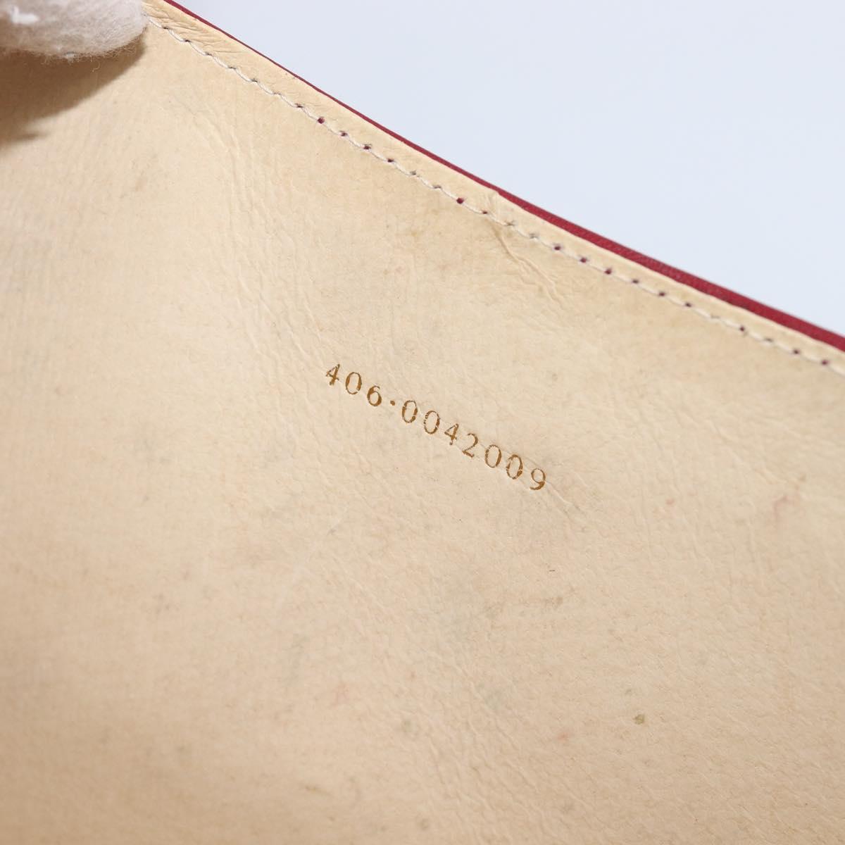 GUCCI Interlocking G Shoulder Bag Leather Red Gold 121546 Auth 202982