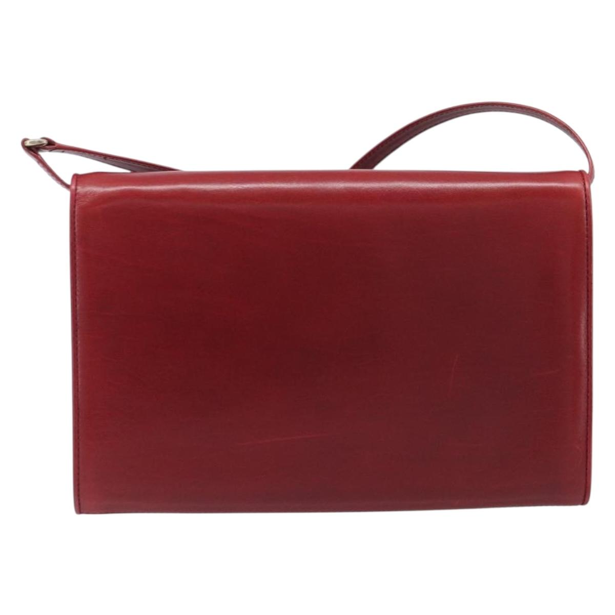 GUCCI Interlocking G Shoulder Bag Leather Red Gold 121546 Auth 202982