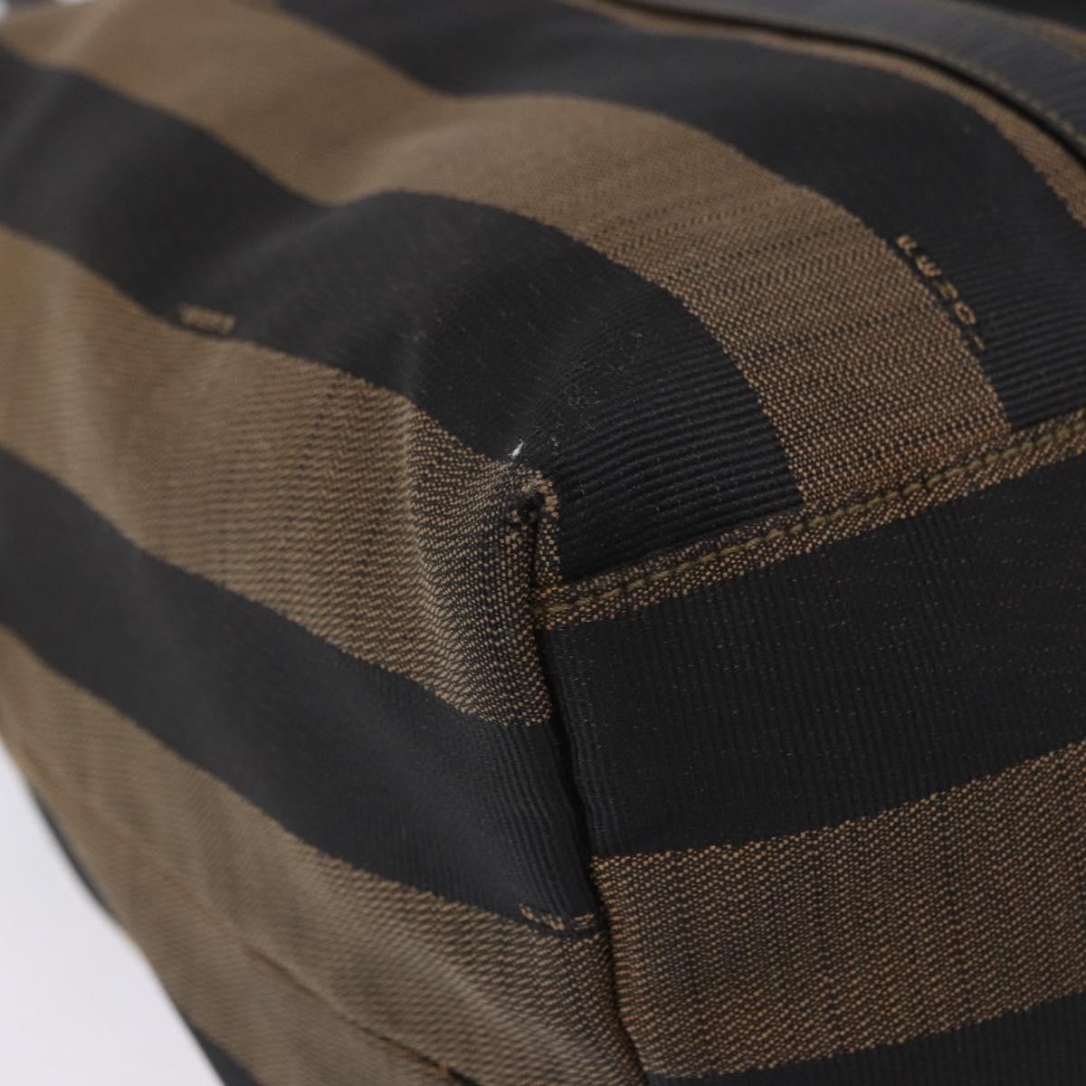 FENDI Pecan Canvas Tote Bag Brown Black Auth 202984