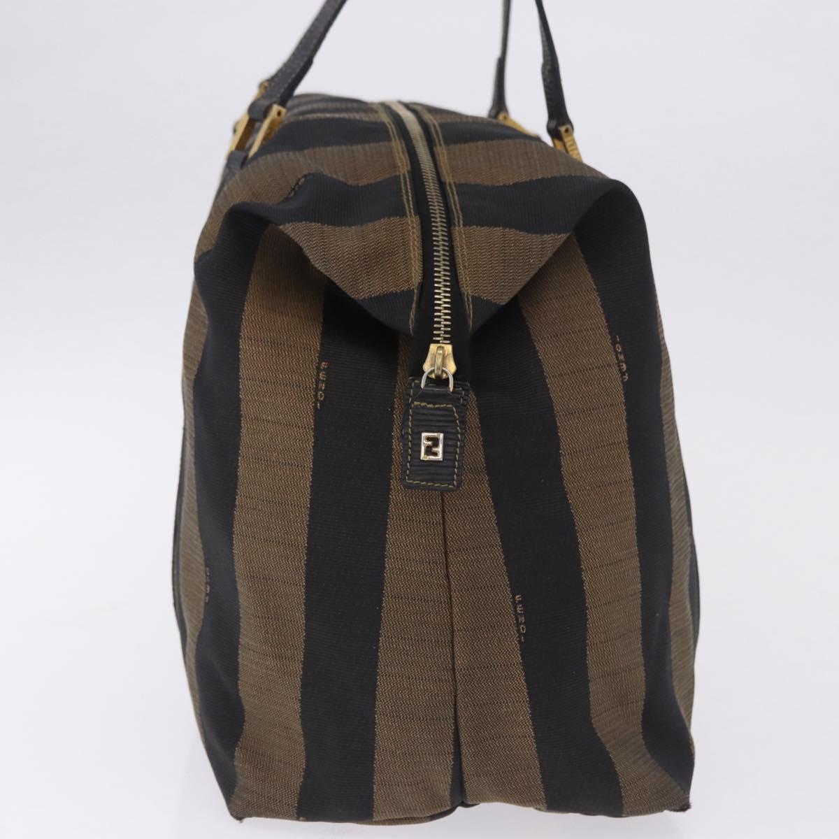 FENDI Pecan Canvas Tote Bag Brown Black Auth 202984