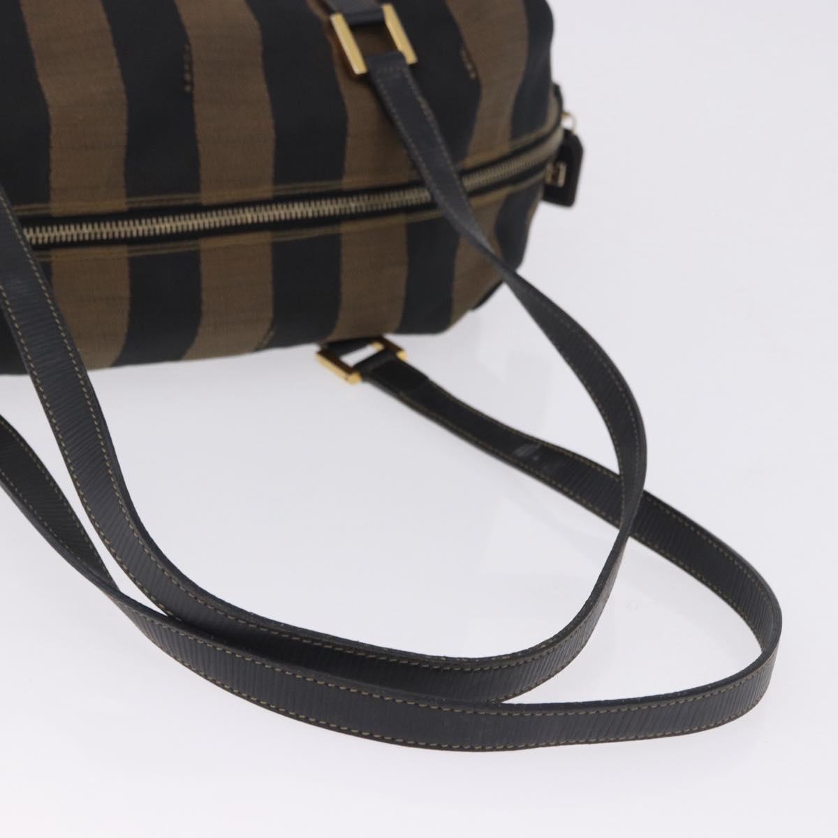 FENDI Pecan Canvas Tote Bag Brown Black Auth 202984