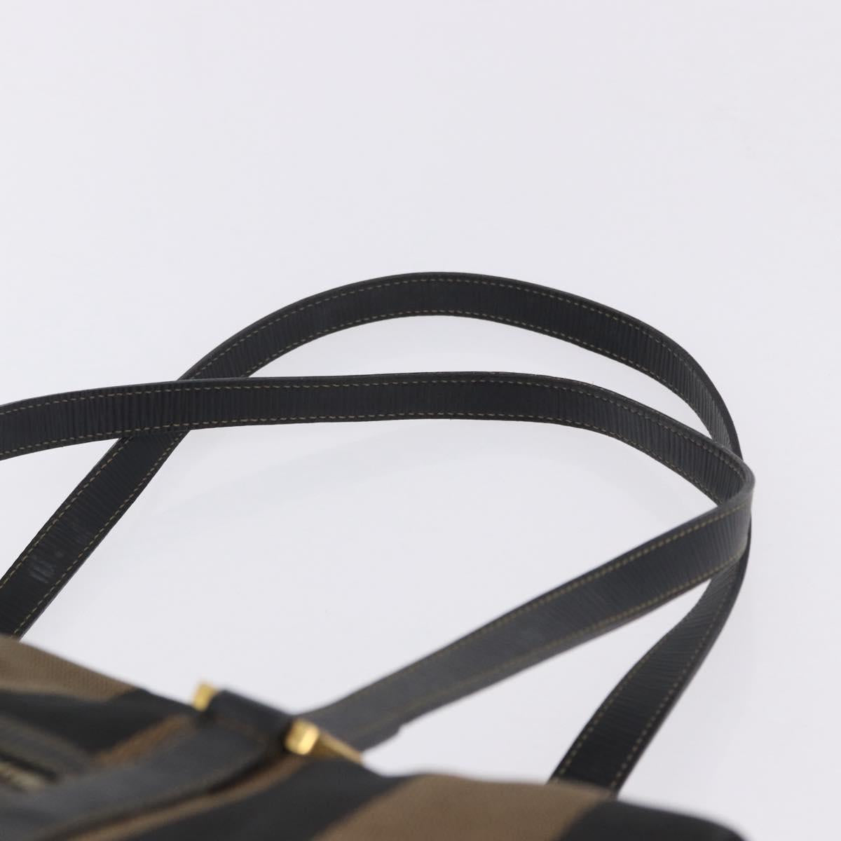 FENDI Pecan Canvas Tote Bag Brown Black Auth 202984