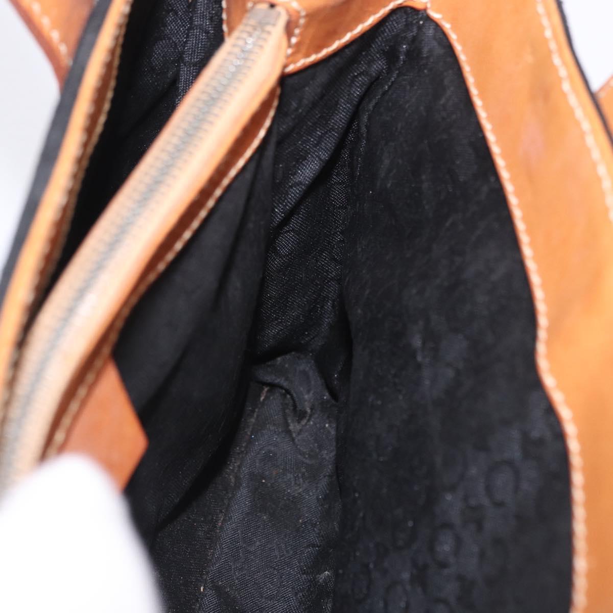 CELINE C Macadam Canvas Hand Bag Suede Black Silver Auth 202985